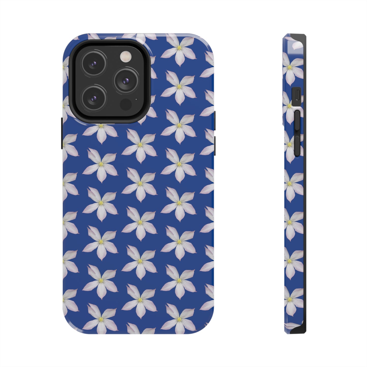 White Clematis Blue Tough Phone Case