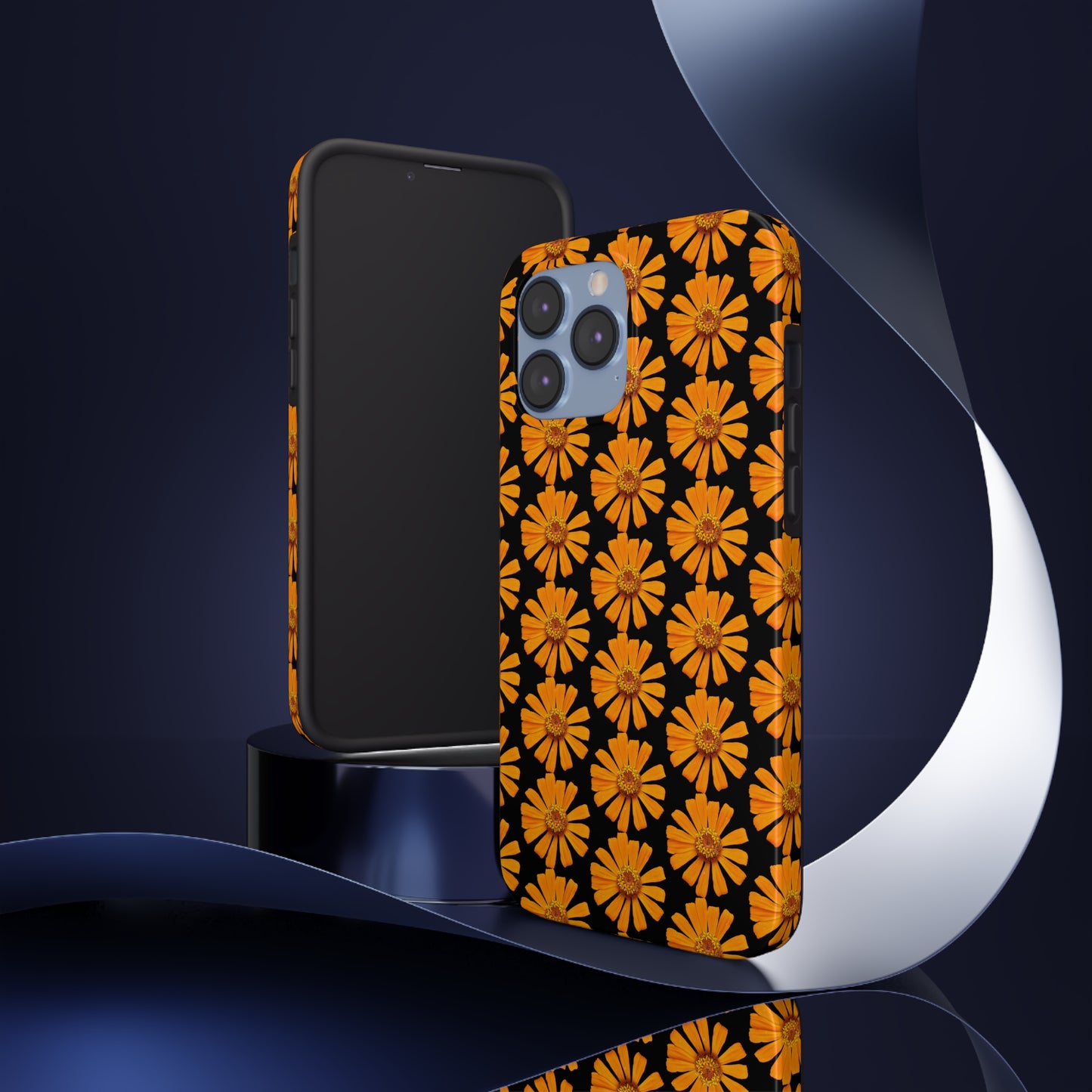 Orange Zinnia Black Tough Phone Case