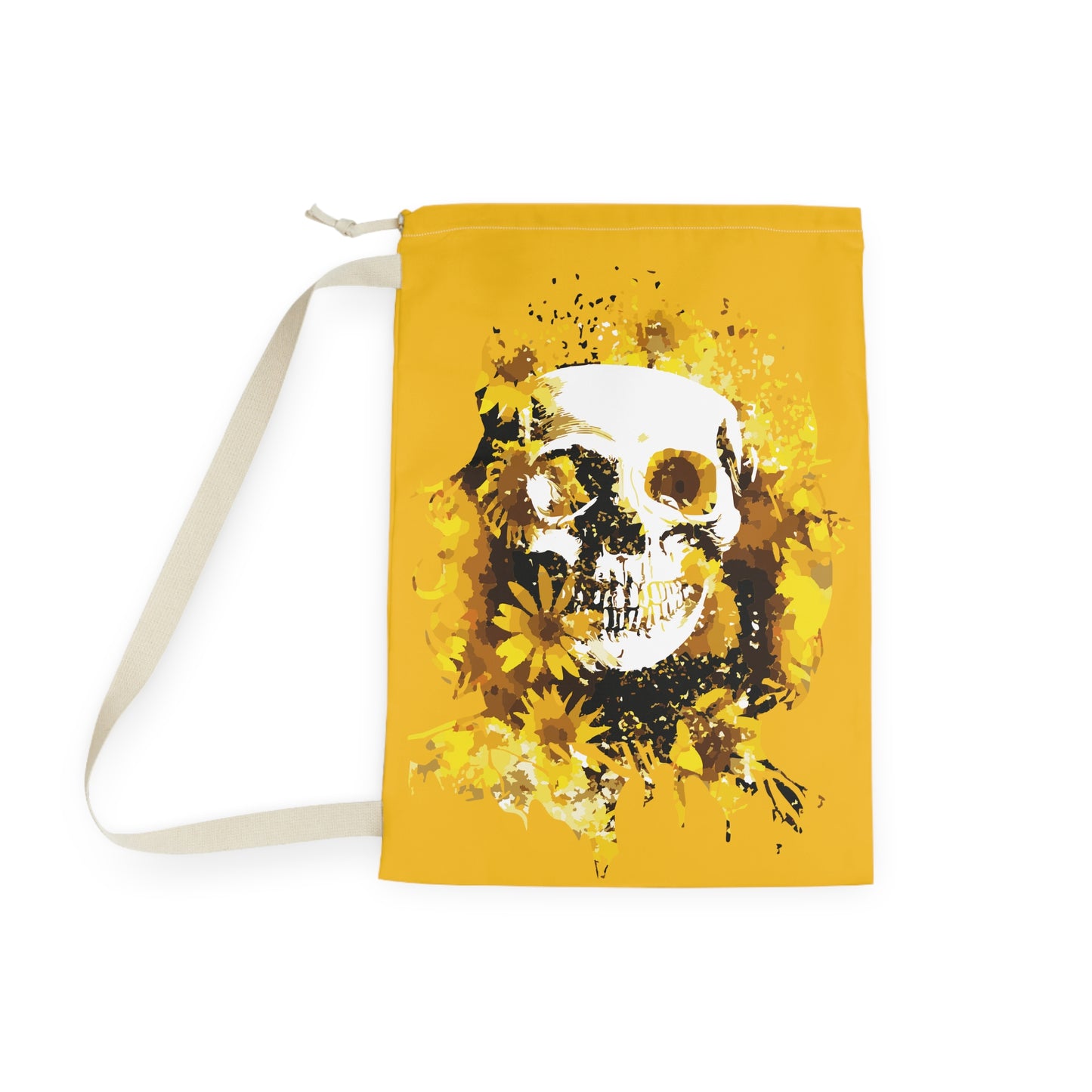 Sunflower Skull Yellow Laundry Bag