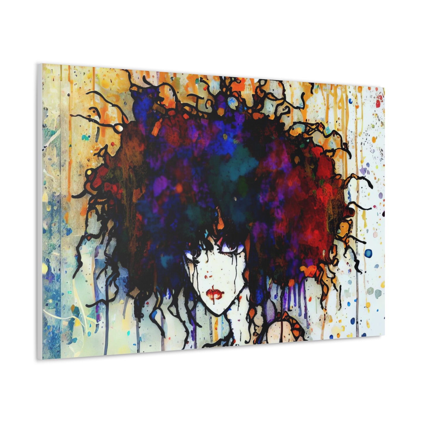 Girl with Big Hair  - Canvas Wall Art