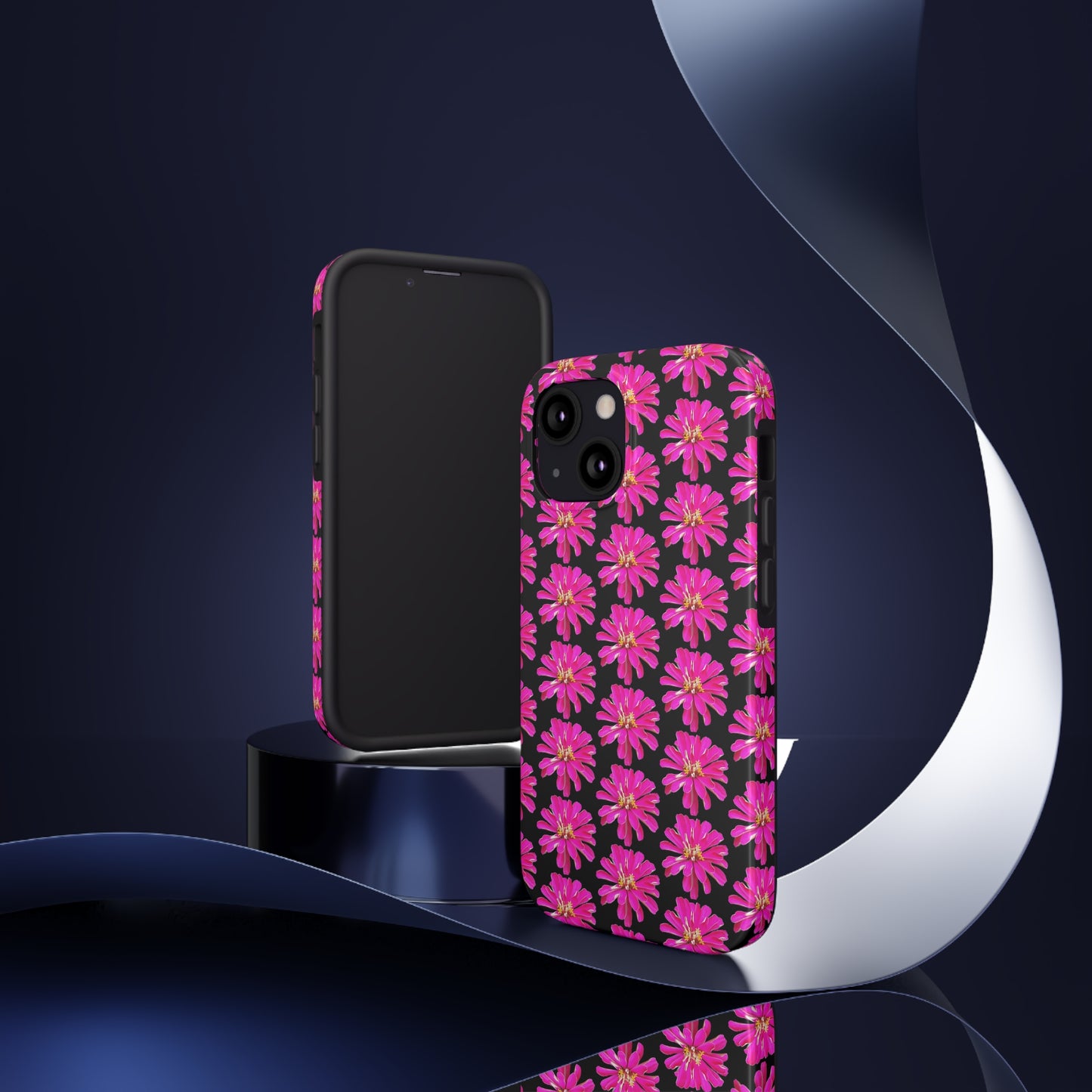 Pink Zinnia Black Tough Phone Case