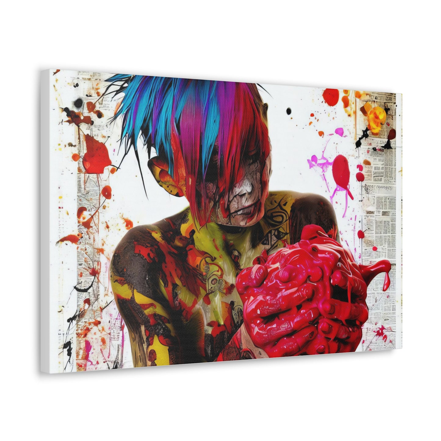 Tattooed Boy with Big Heart  - Canvas Wall Art