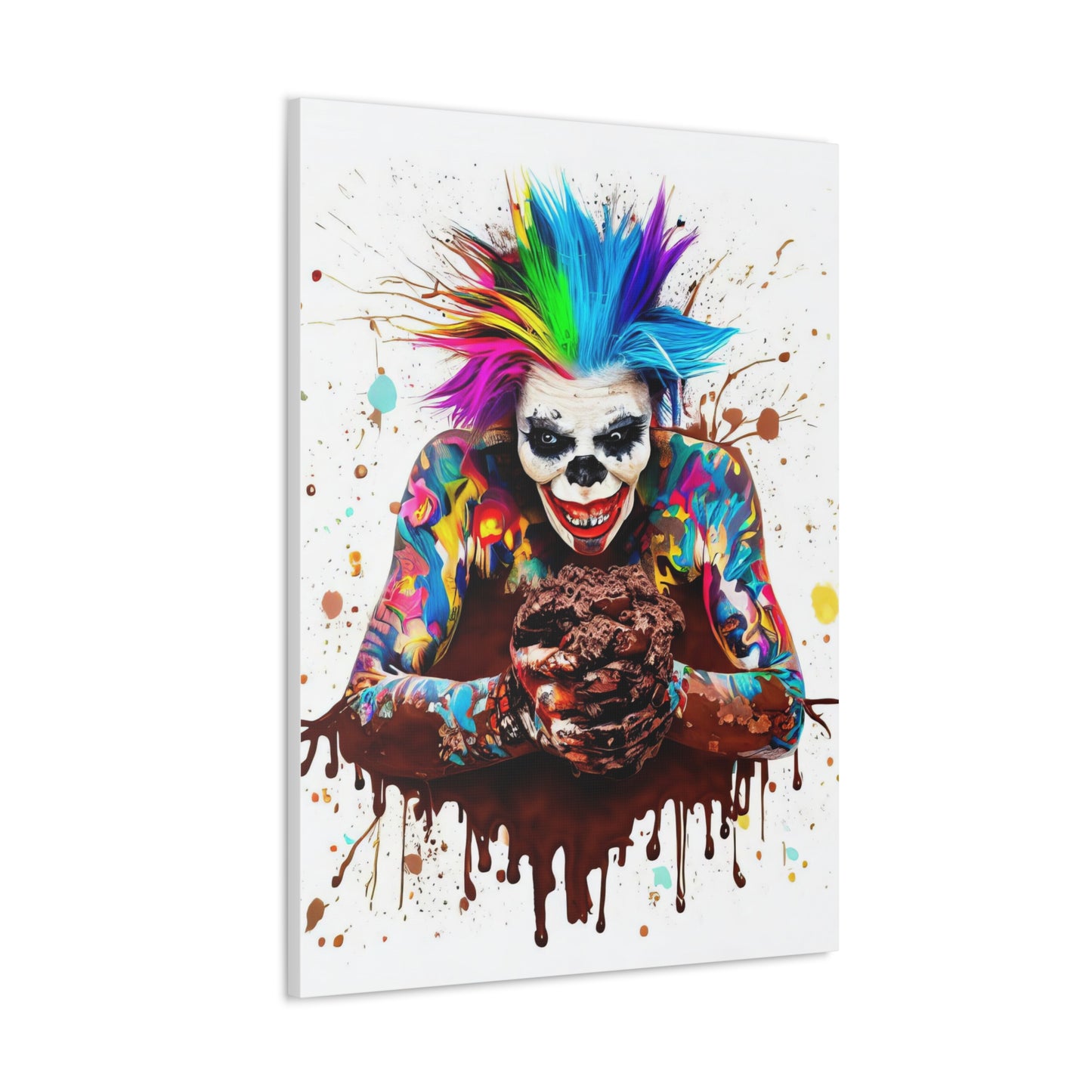 Creepy Clown Chocolate Ice Cream  - Canvas Wall Art