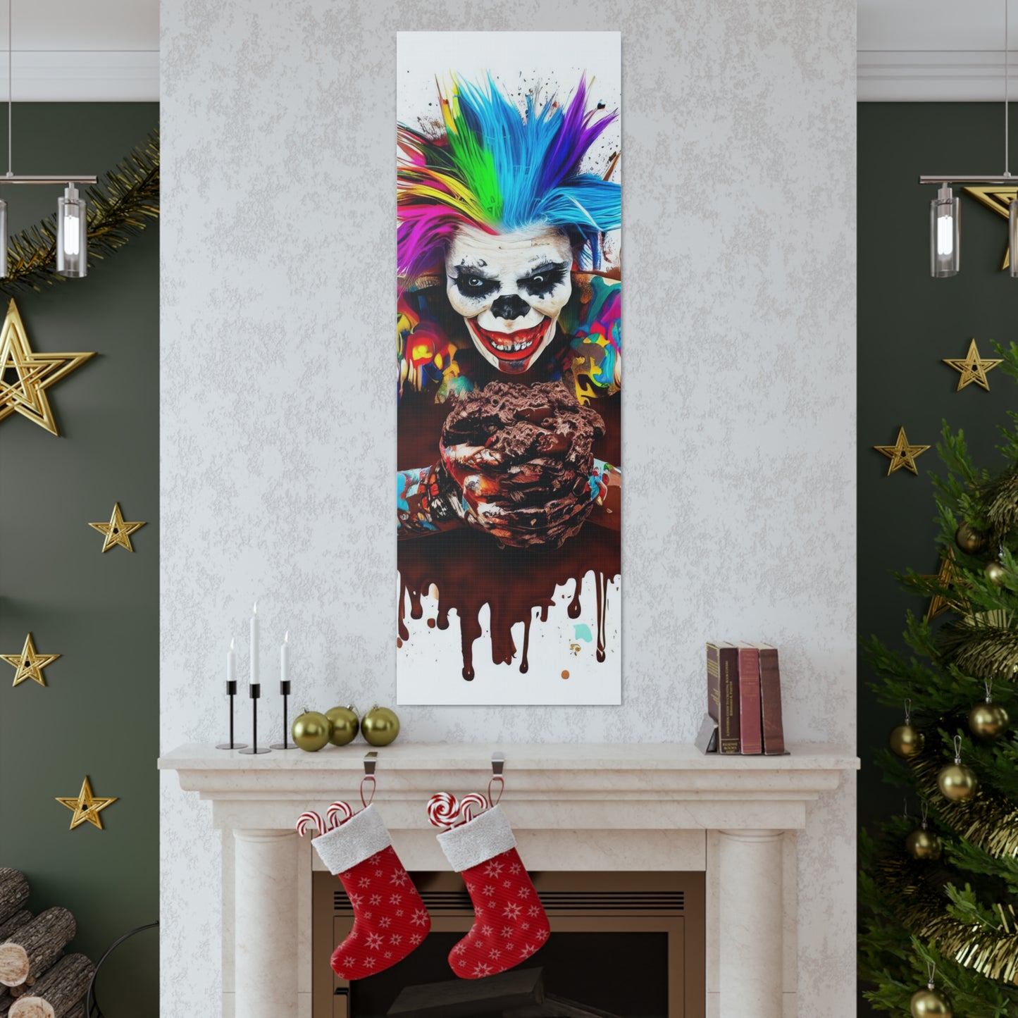 Creepy Clown Chocolate Ice Cream  - Canvas Wall Art