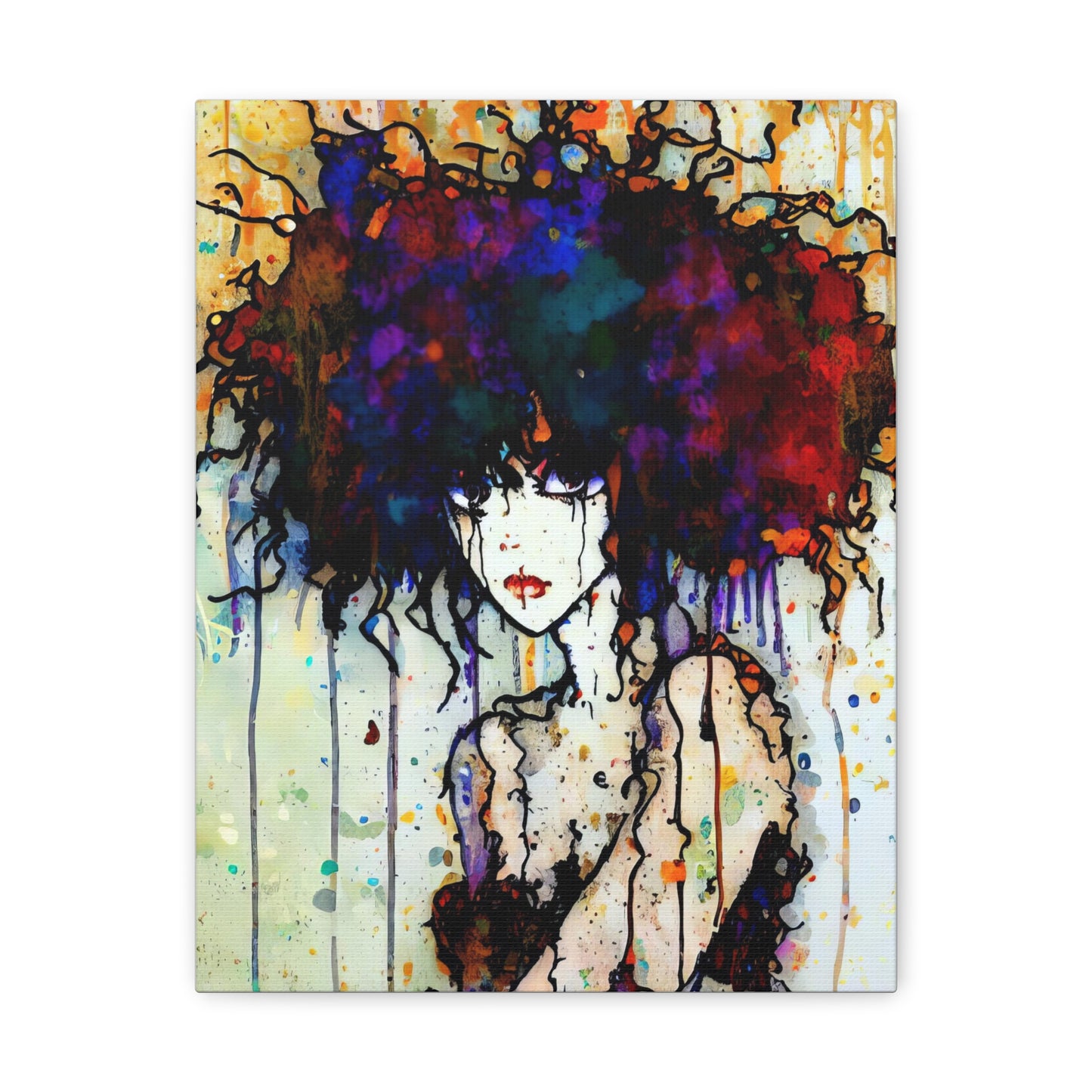 Girl with Big Hair  - Canvas Wall Art