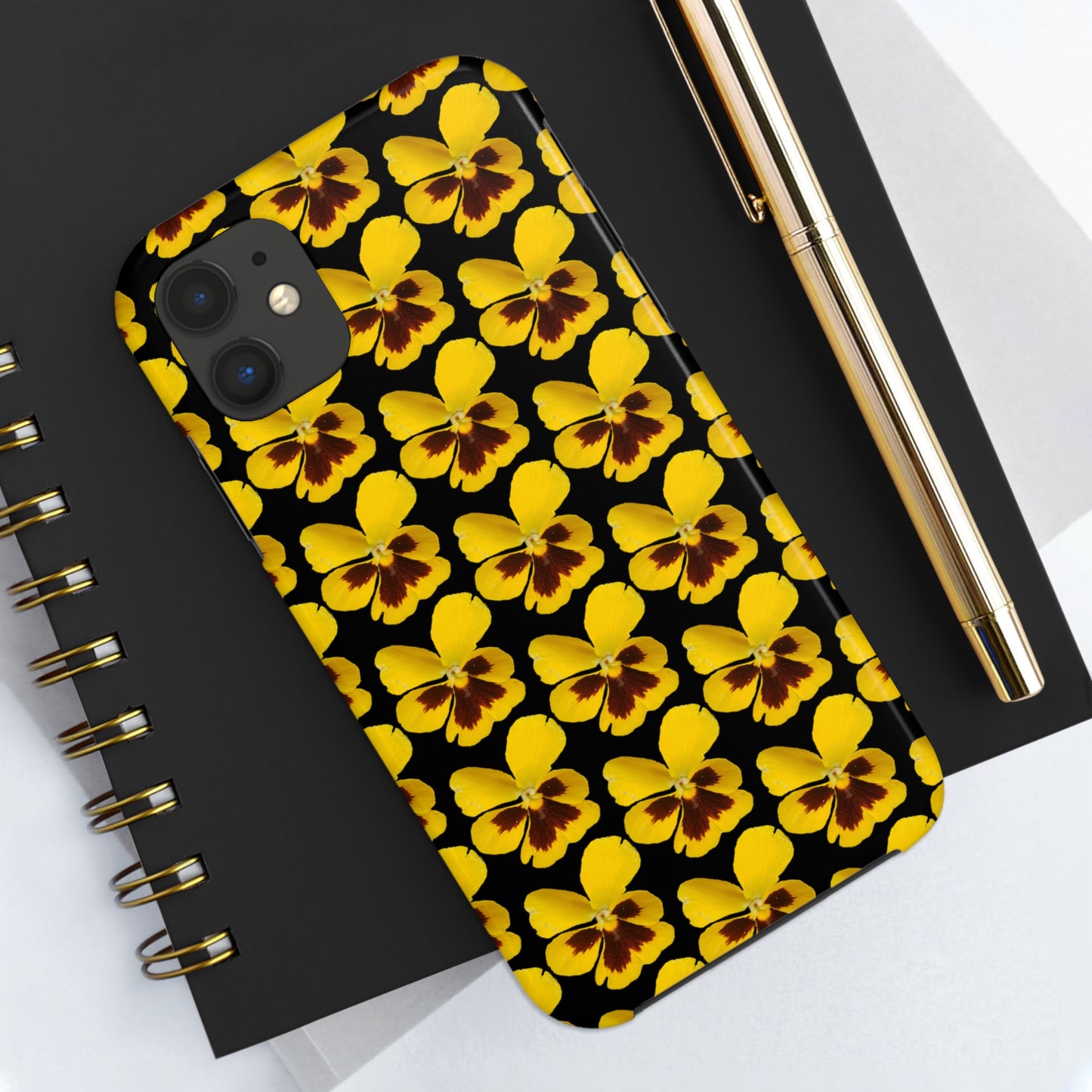 Yellow Pansy Black Tough Phone Case