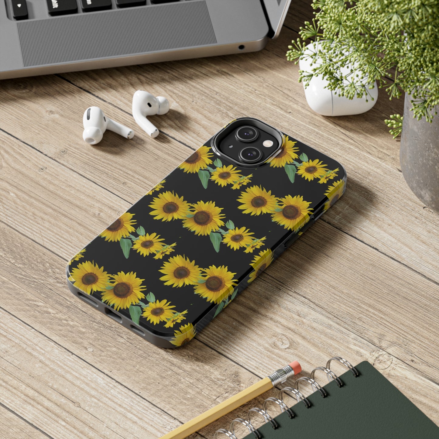 Sunflower Cluster Black Tough Phone Case