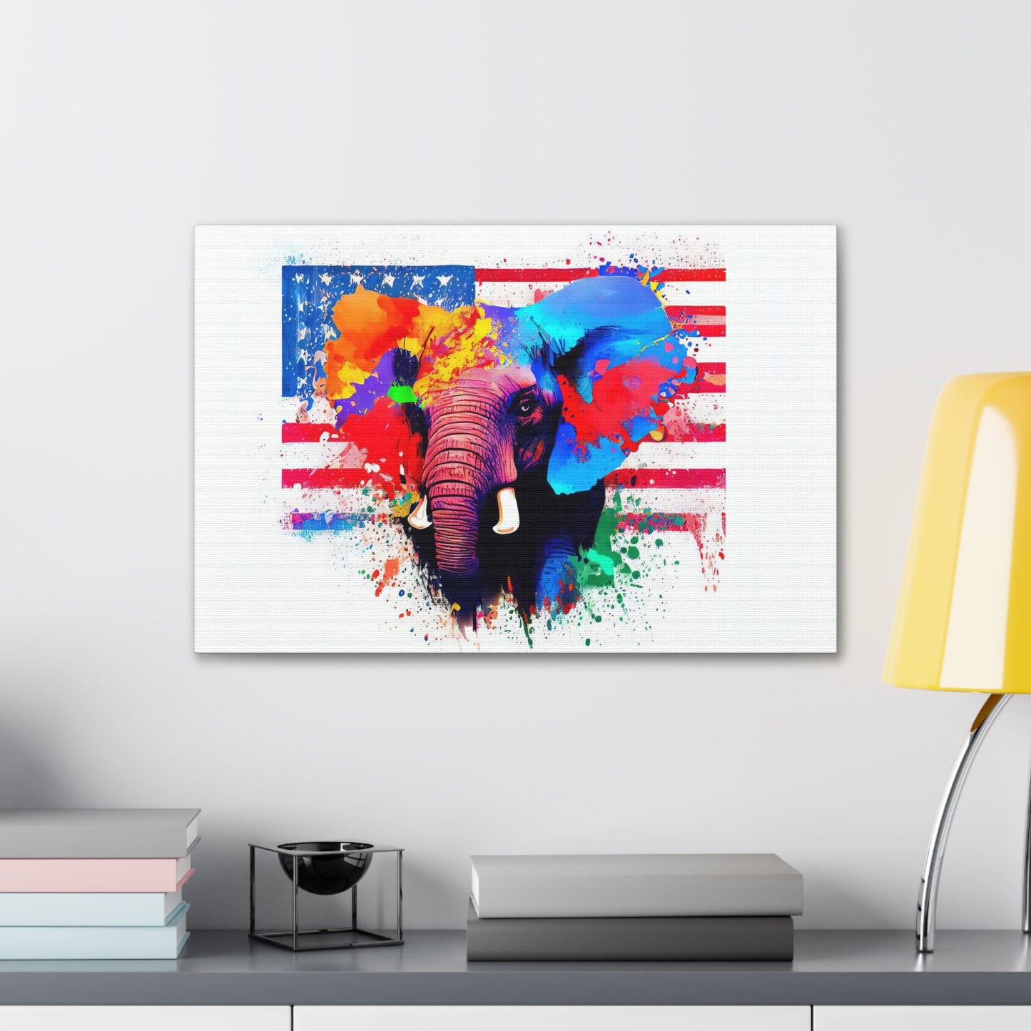 Elephant American Flag - Canvas Wall Art