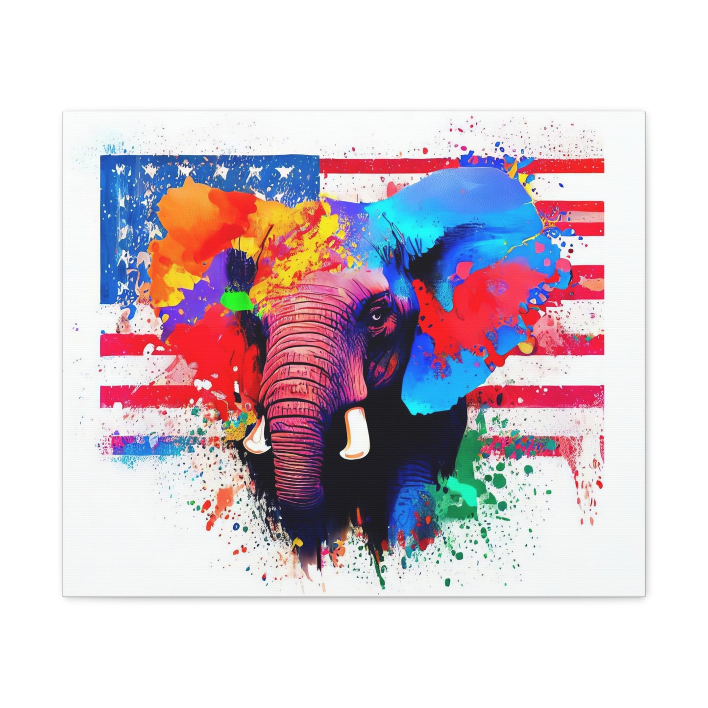 Elephant American Flag - Canvas Wall Art