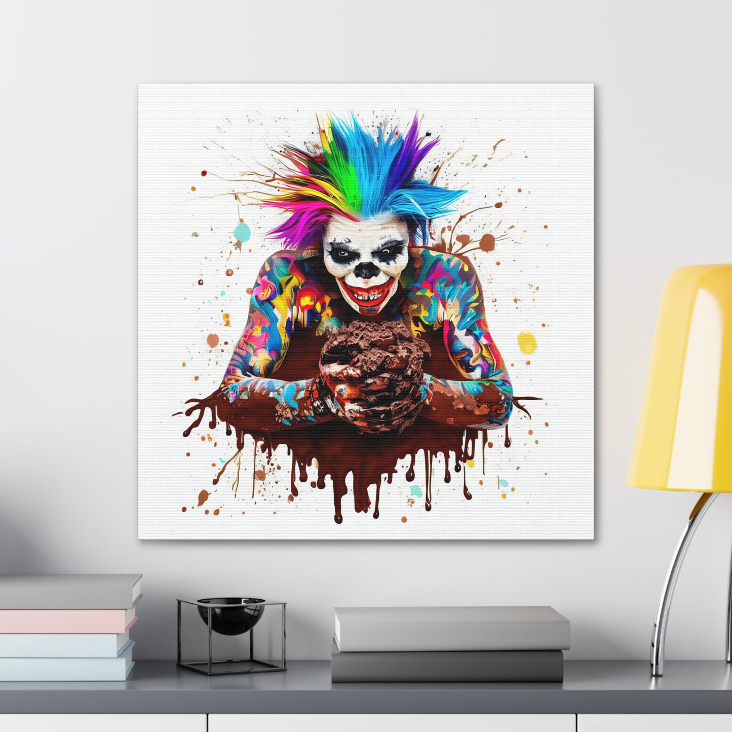 Creepy Clown Chocolate Ice Cream  - Canvas Wall Art