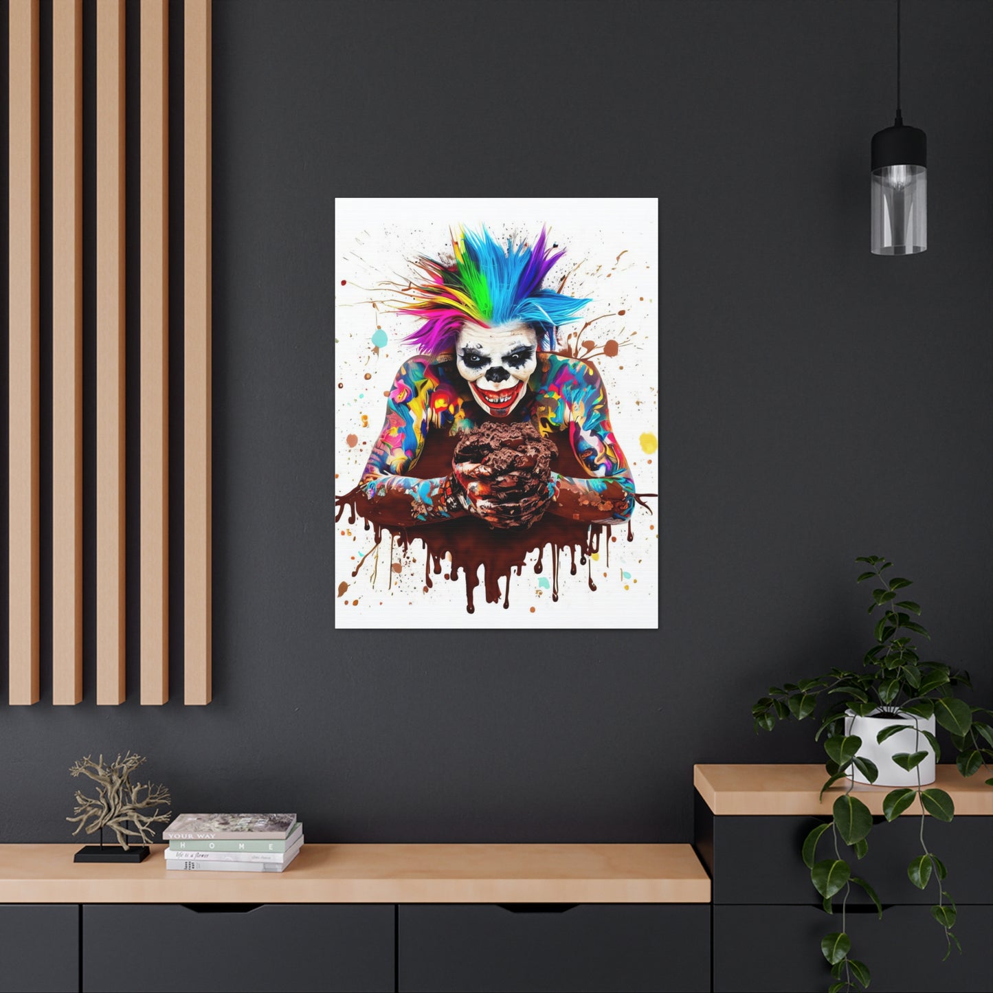 Creepy Clown Chocolate Ice Cream  - Canvas Wall Art