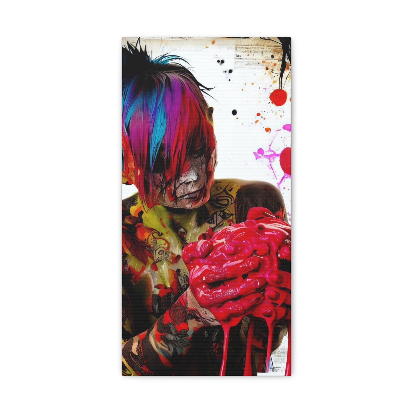 Tattooed Boy with Big Heart  - Canvas Wall Art