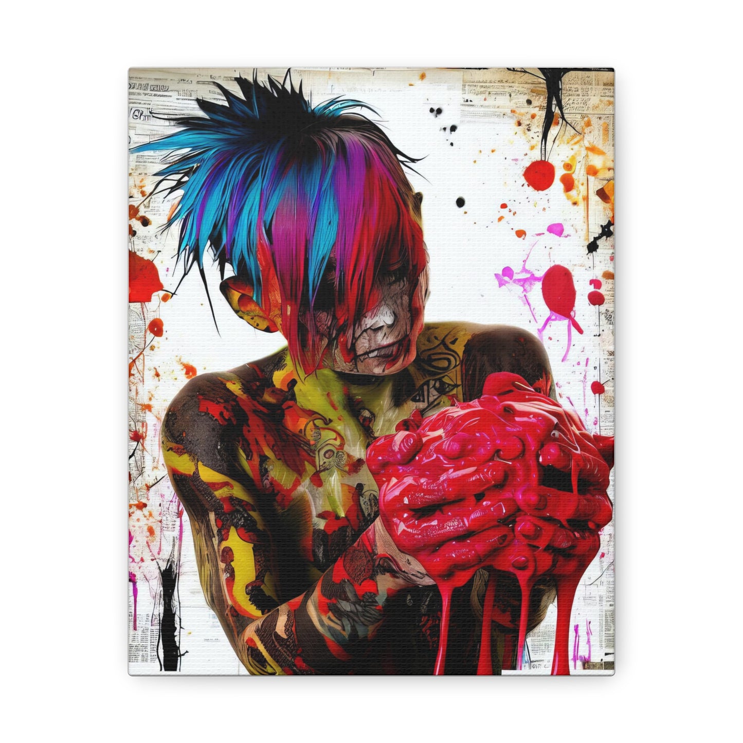 Tattooed Boy with Big Heart  - Canvas Wall Art