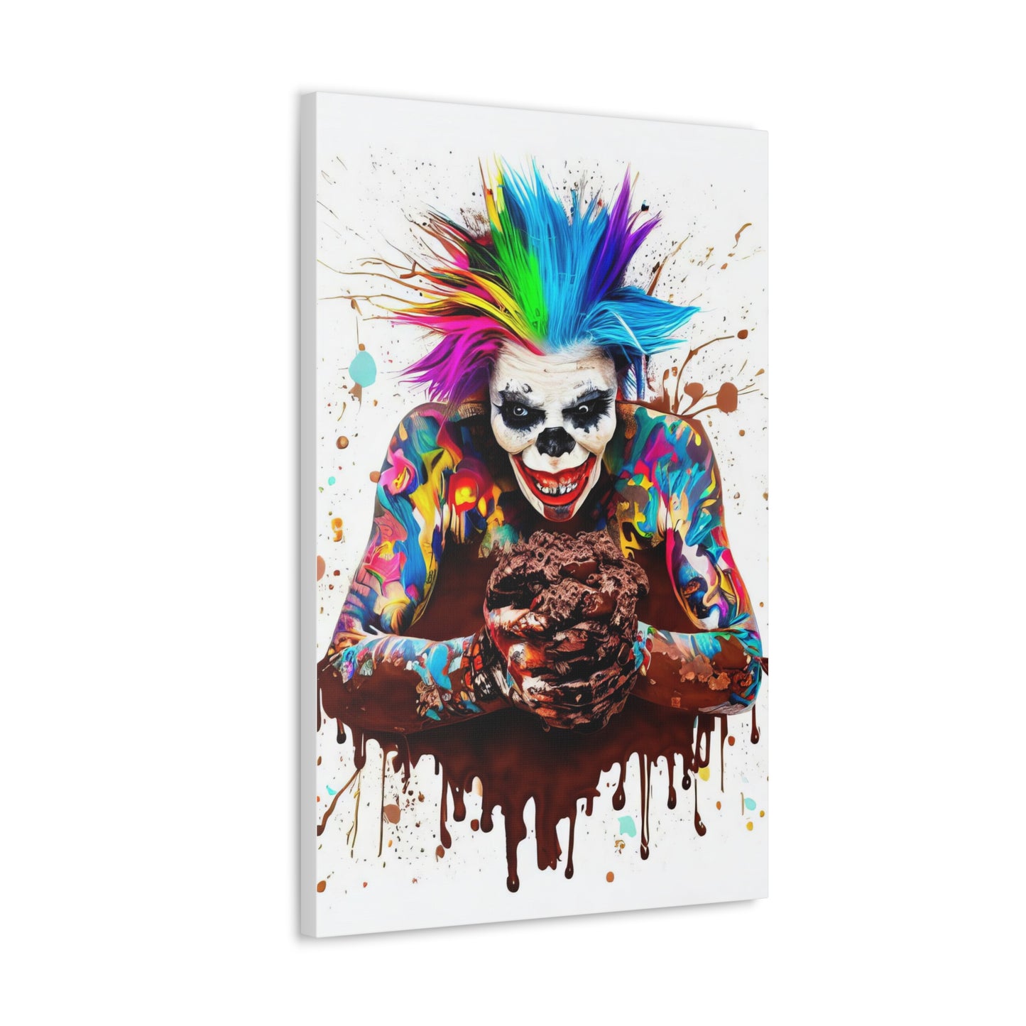 Creepy Clown Chocolate Ice Cream  - Canvas Wall Art