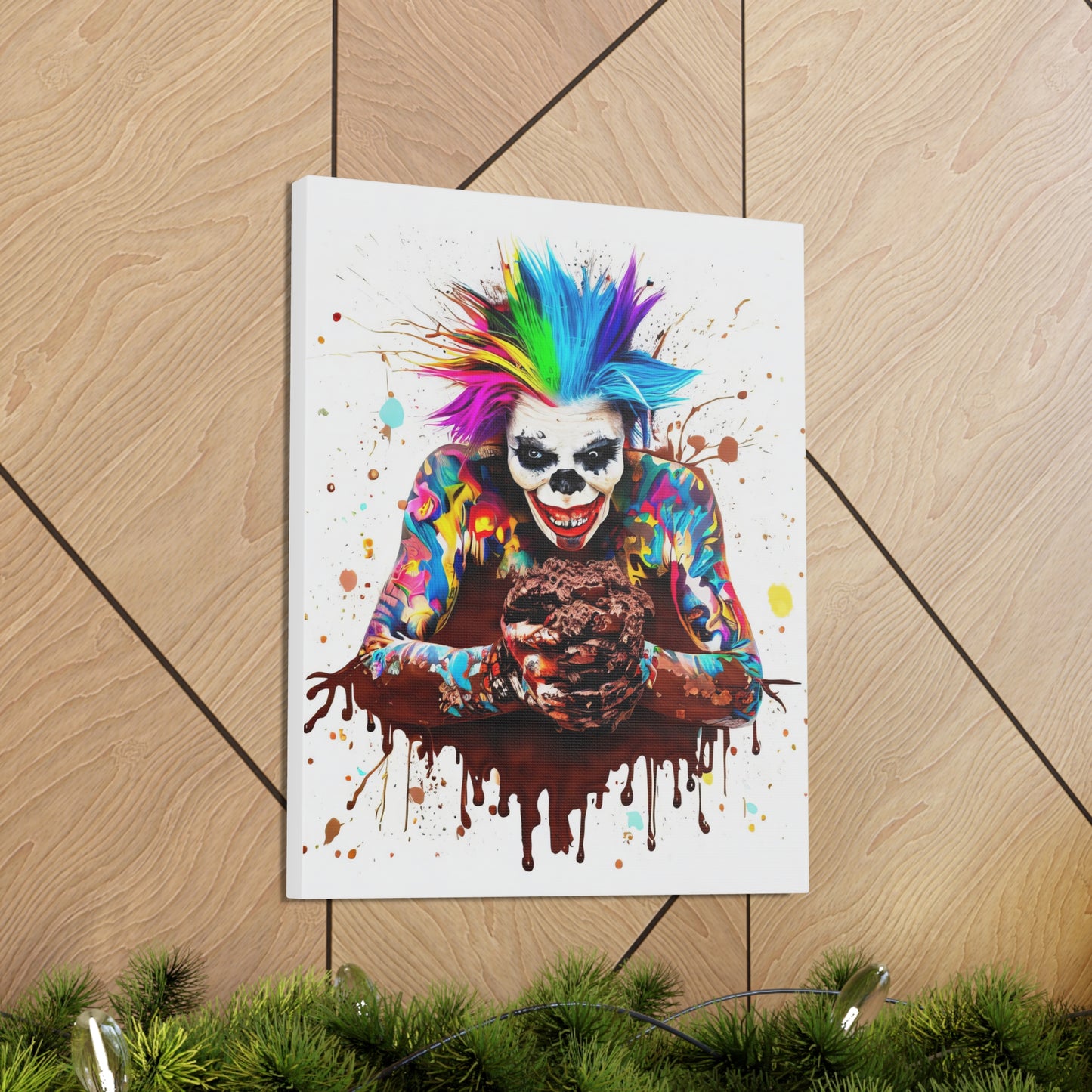 Creepy Clown Chocolate Ice Cream  - Canvas Wall Art