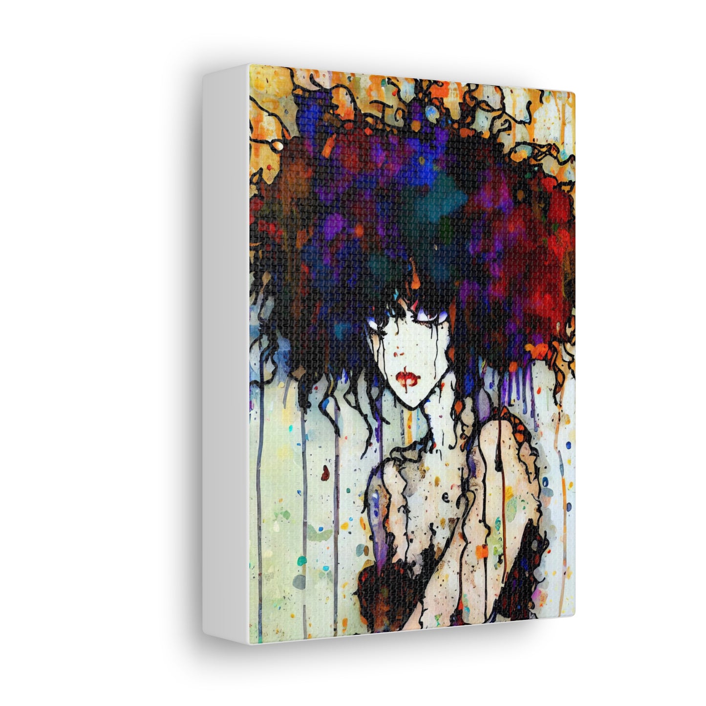 Girl with Big Hair  - Canvas Wall Art