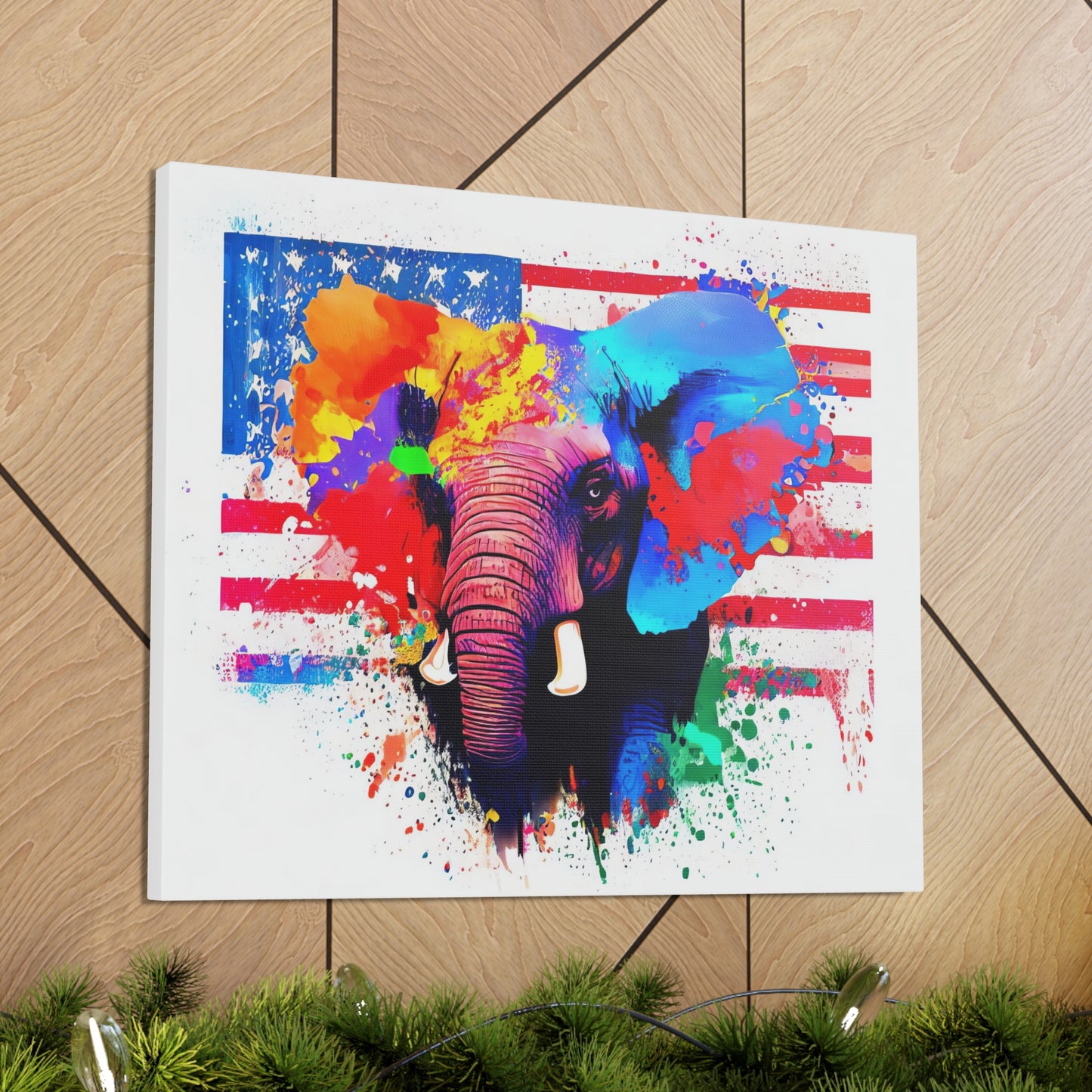 Elephant American Flag - Canvas Wall Art