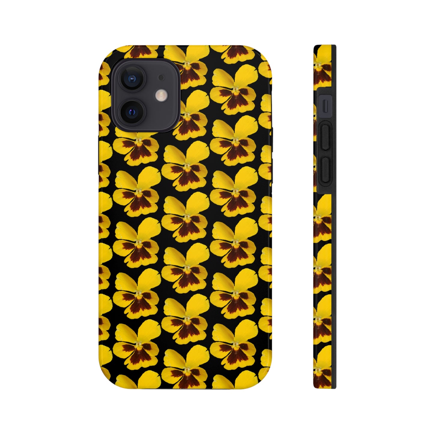 Yellow Pansy Black Tough Phone Case