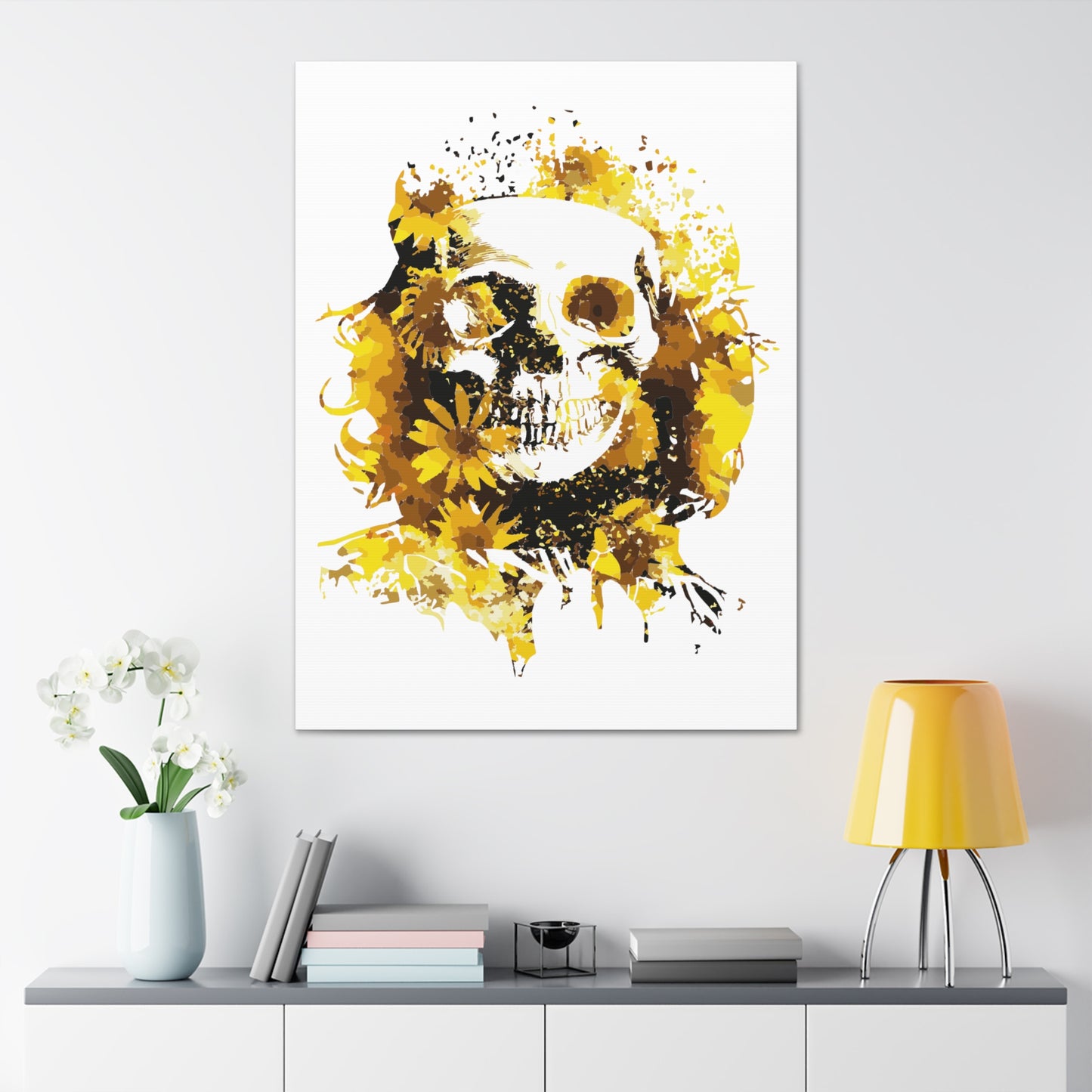 Sunflower Skull Canvas Stretched, 1.5''