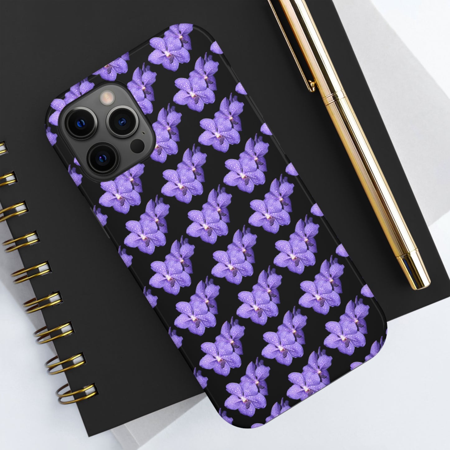 Blue Orchid Black Tough Phone Case