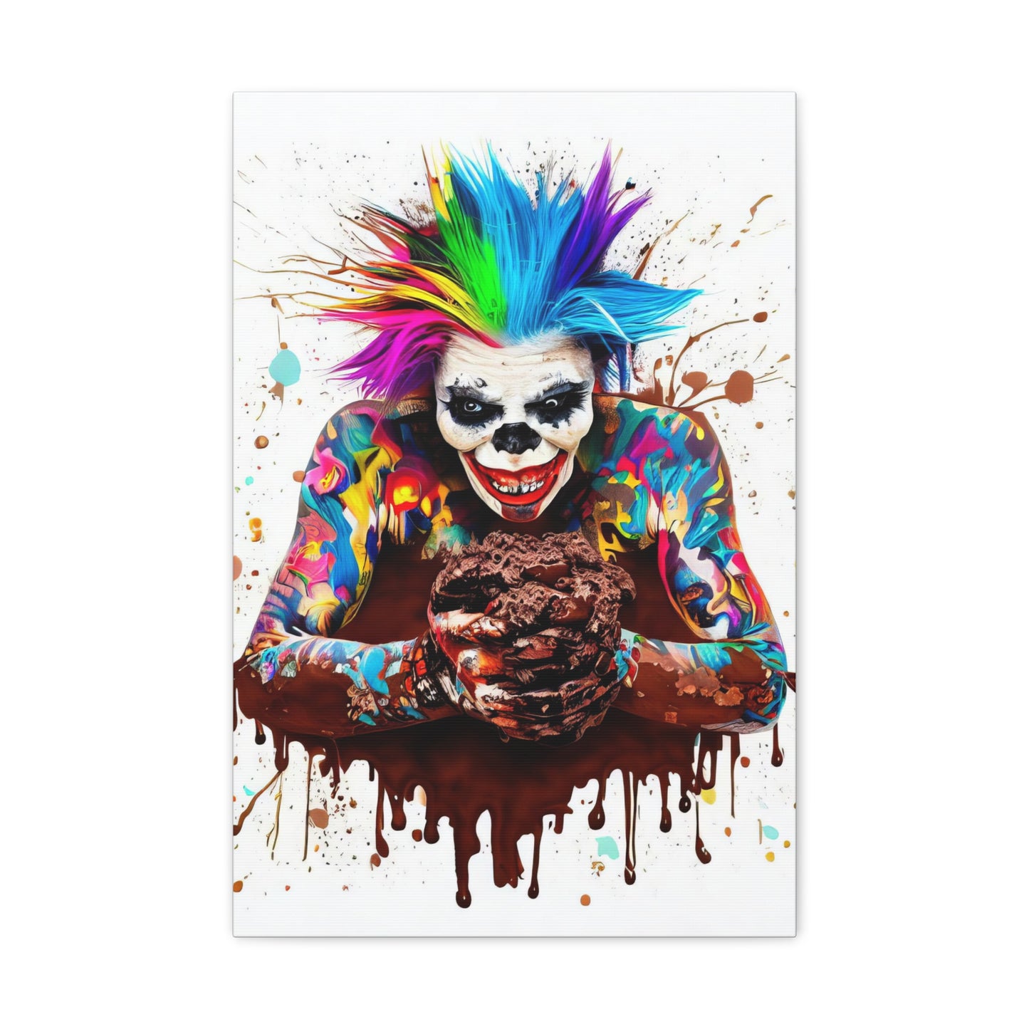 Creepy Clown Chocolate Ice Cream  - Canvas Wall Art