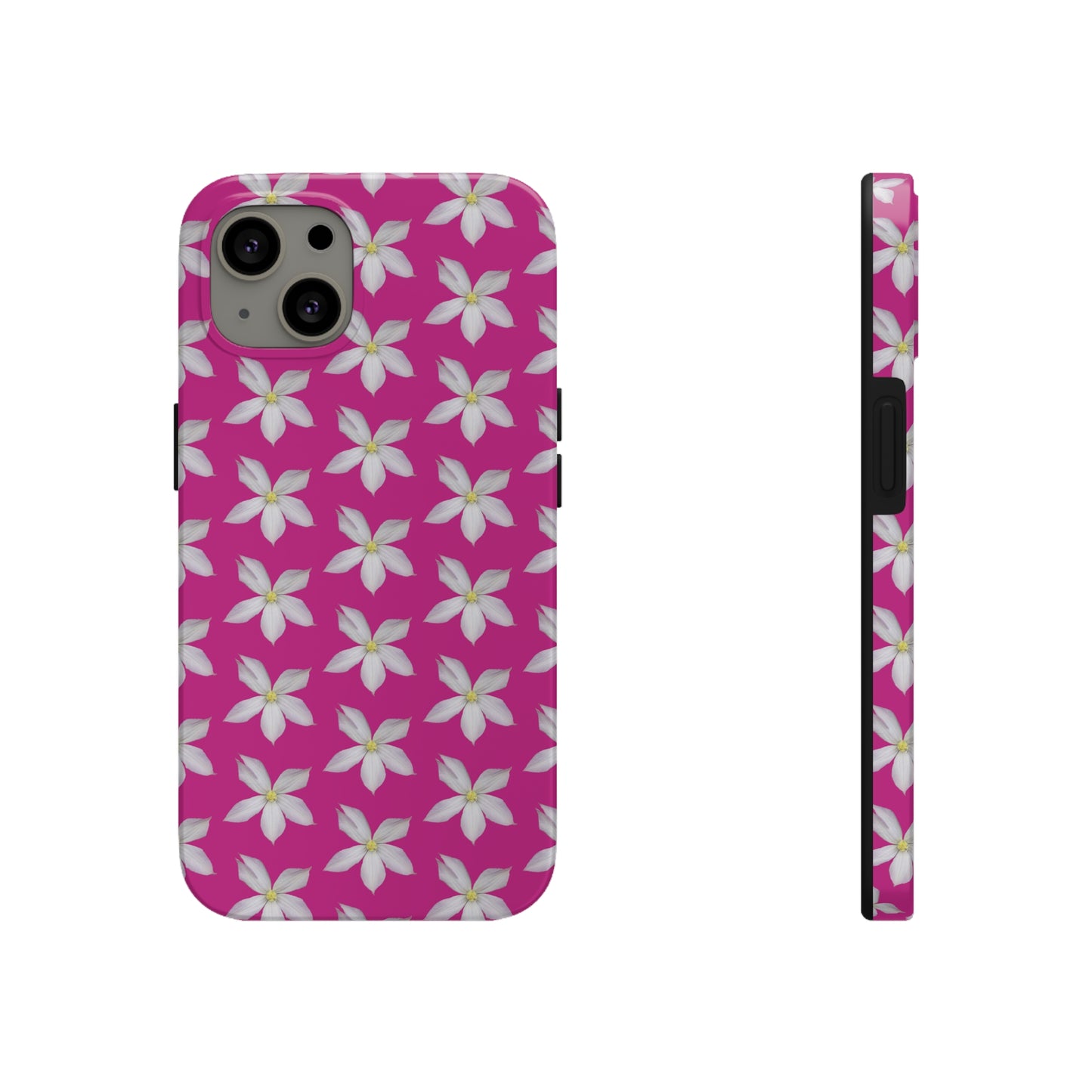 White Clematis Pink Tough Phone Case