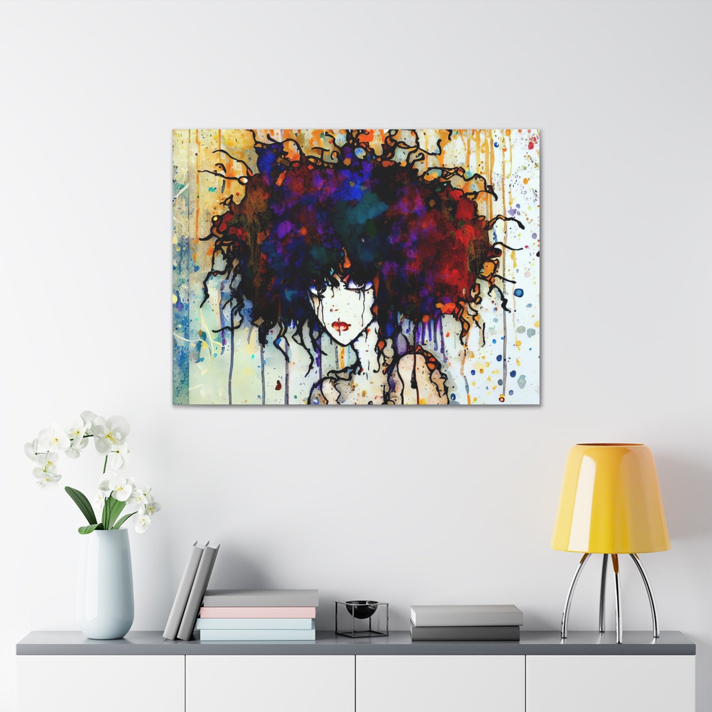 Girl with Big Hair  - Canvas Wall Art