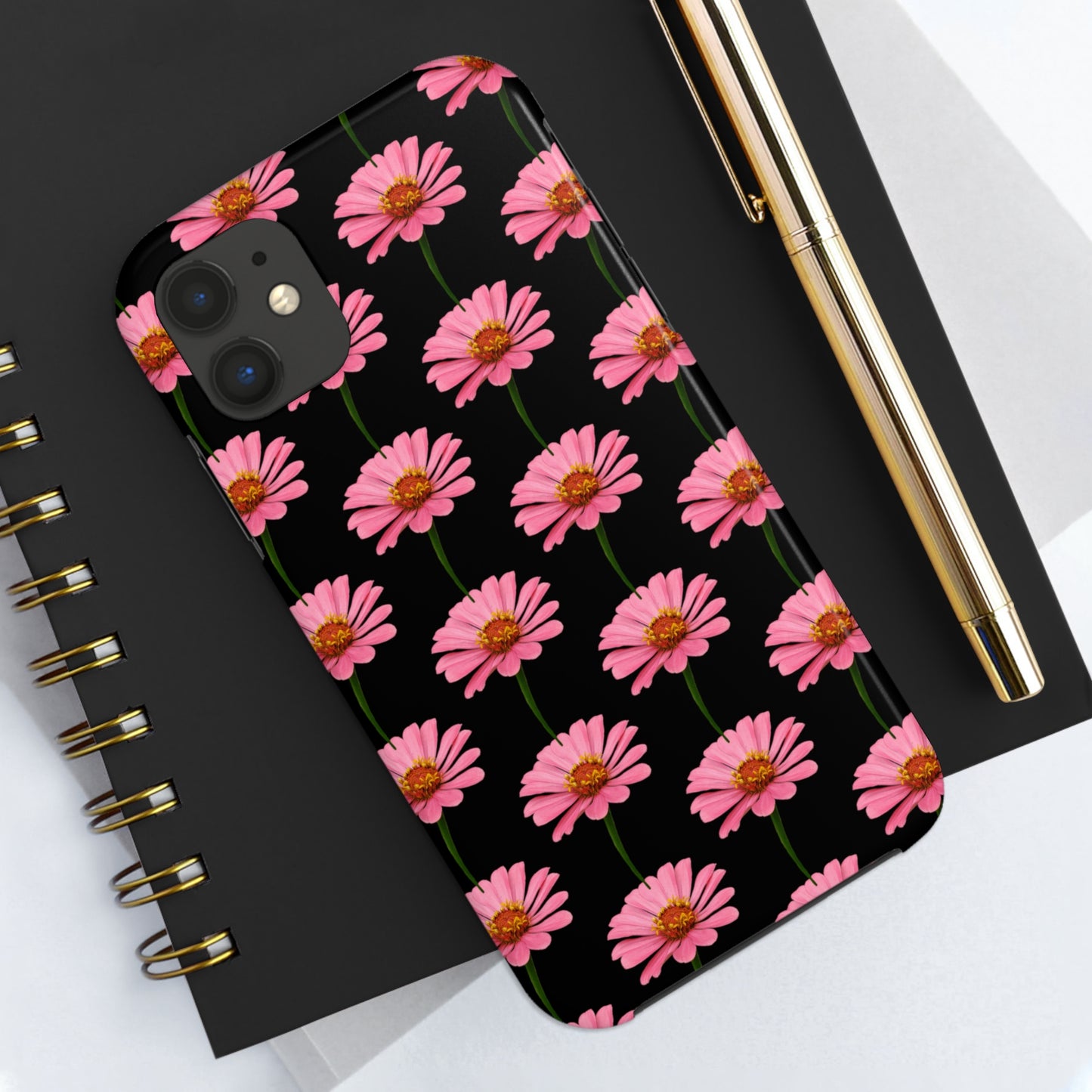 Pink Zinnia Black Tough Phone Case