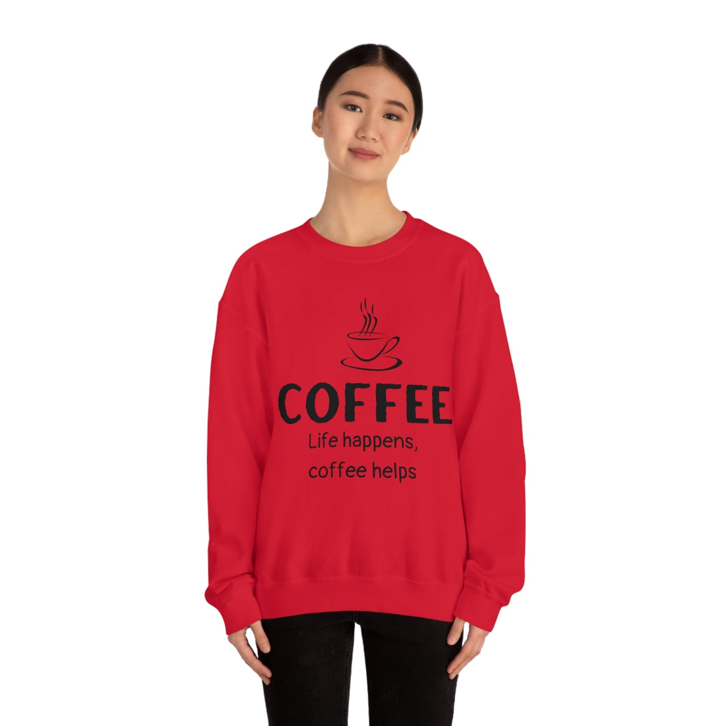 Heavy Blend™ Sweatshirt - Life Happens Coffee Helps