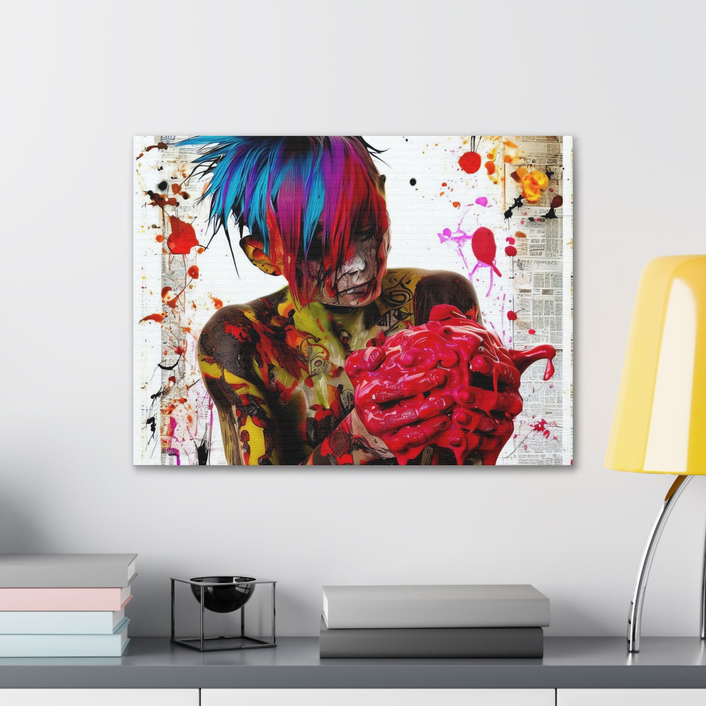 Tattooed Boy with Big Heart  - Canvas Wall Art