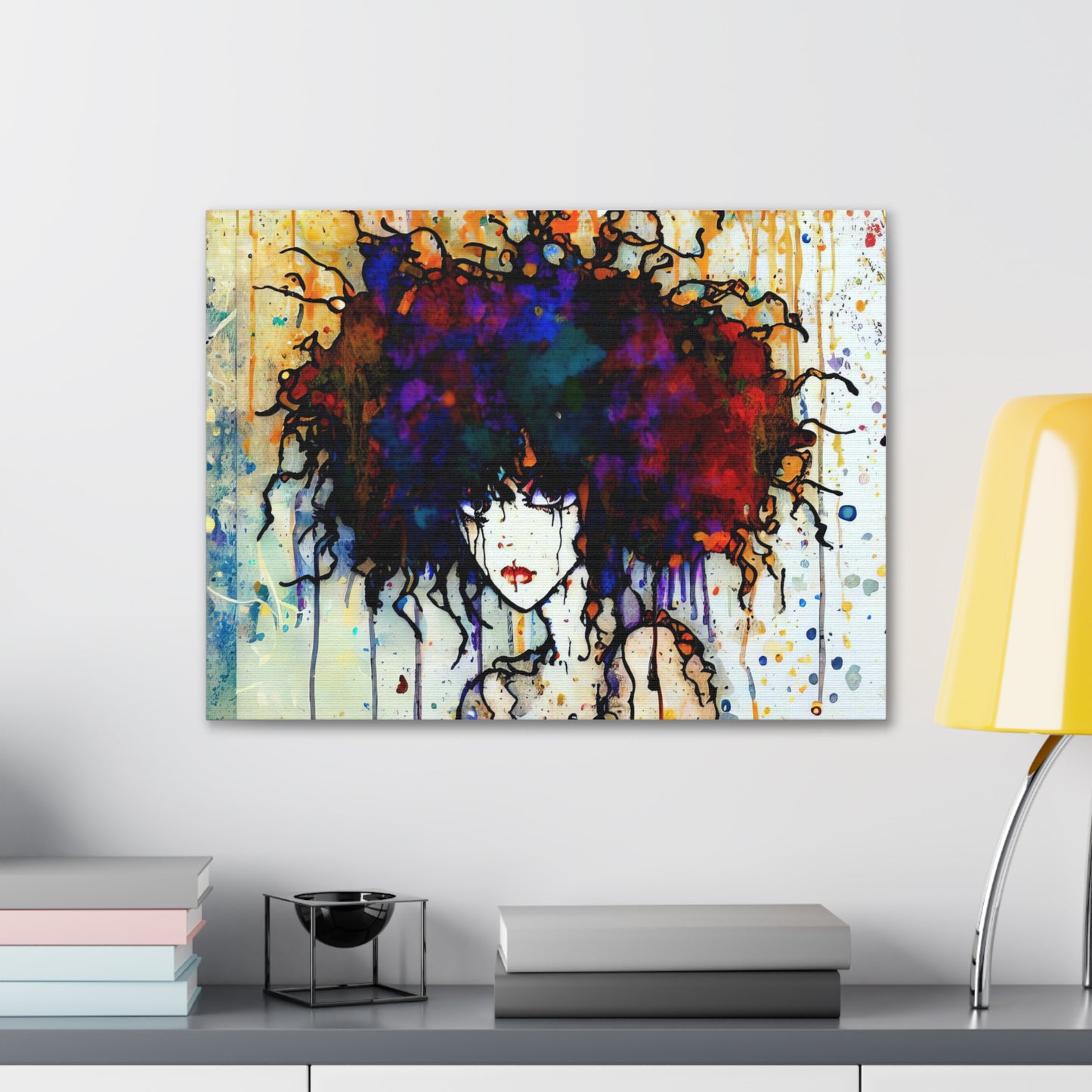 Girl with Big Hair  - Canvas Wall Art