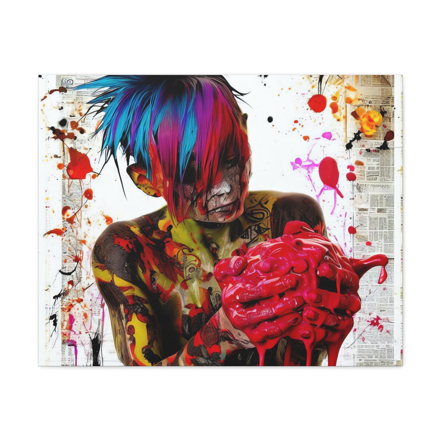 Tattooed Boy with Big Heart  - Canvas Wall Art