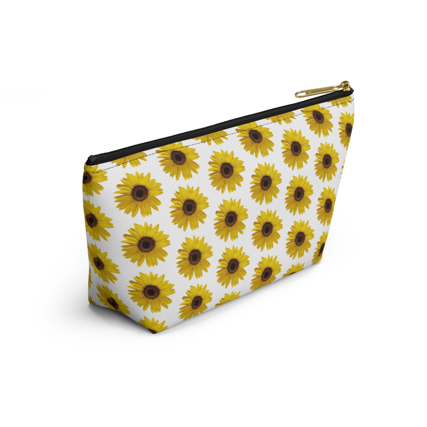 Sunflower White Accessory Pouch w T-bottom