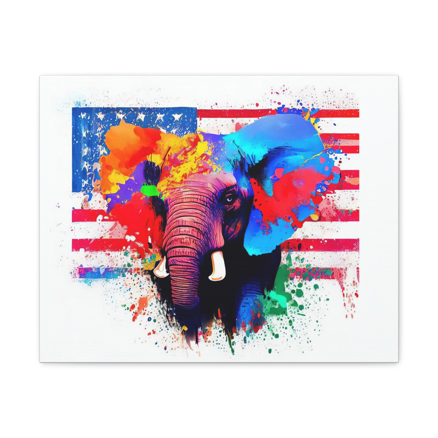 Elephant American Flag - Canvas Wall Art