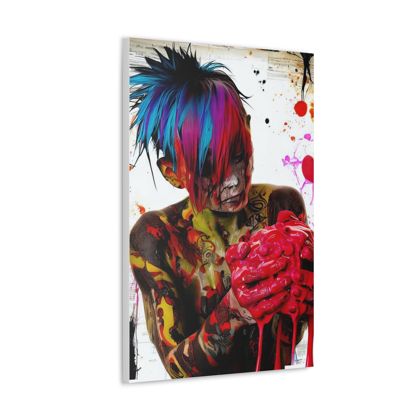 Tattooed Boy with Big Heart  - Canvas Wall Art