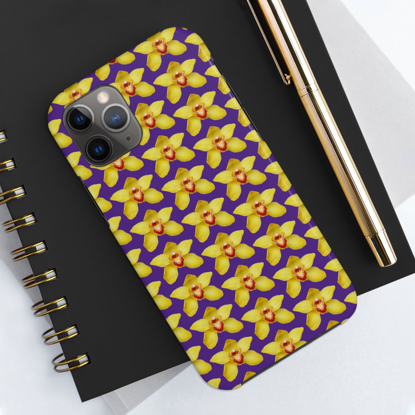 Yellow Cymbidium Orchid Purple Tough Phone Case