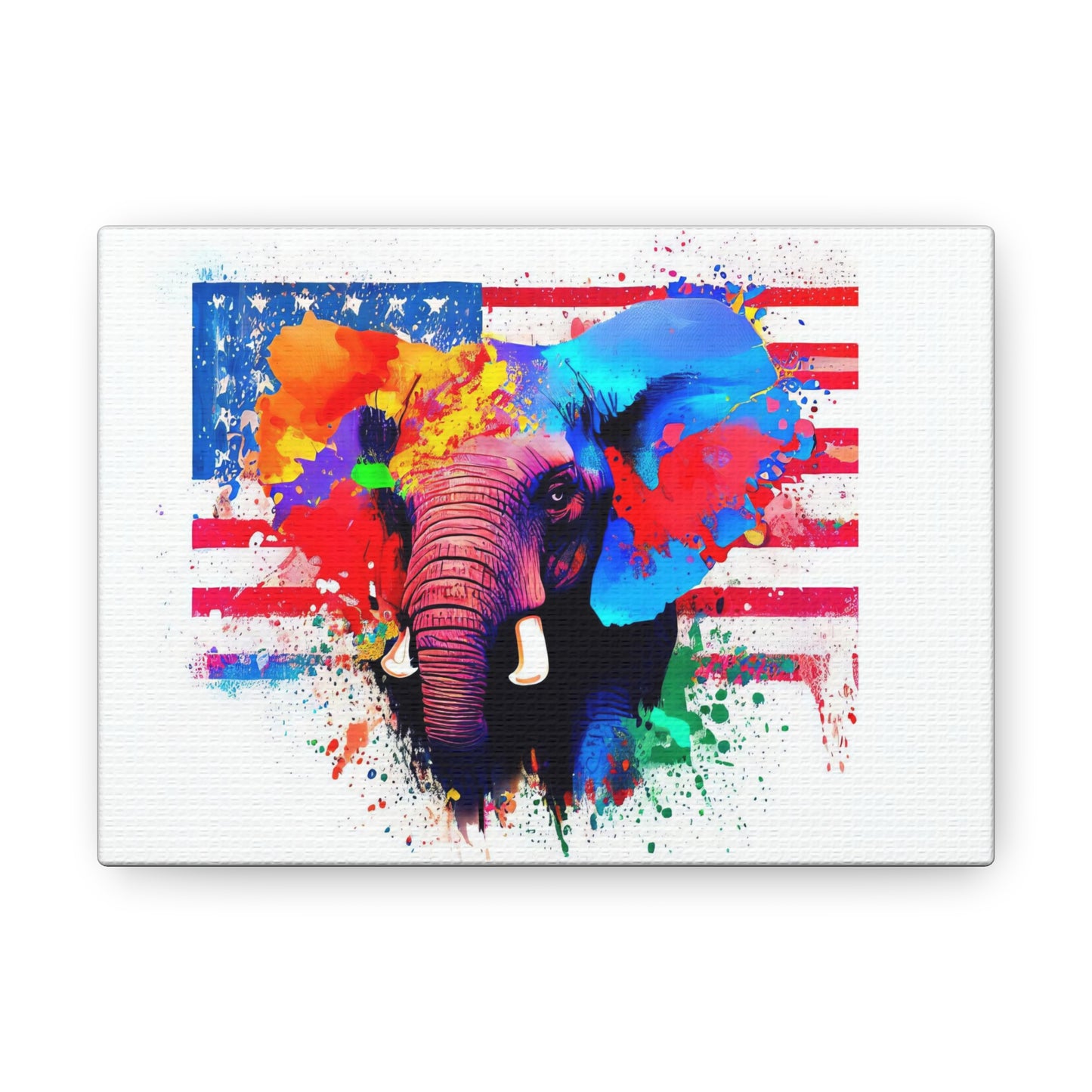 Elephant American Flag - Canvas Wall Art