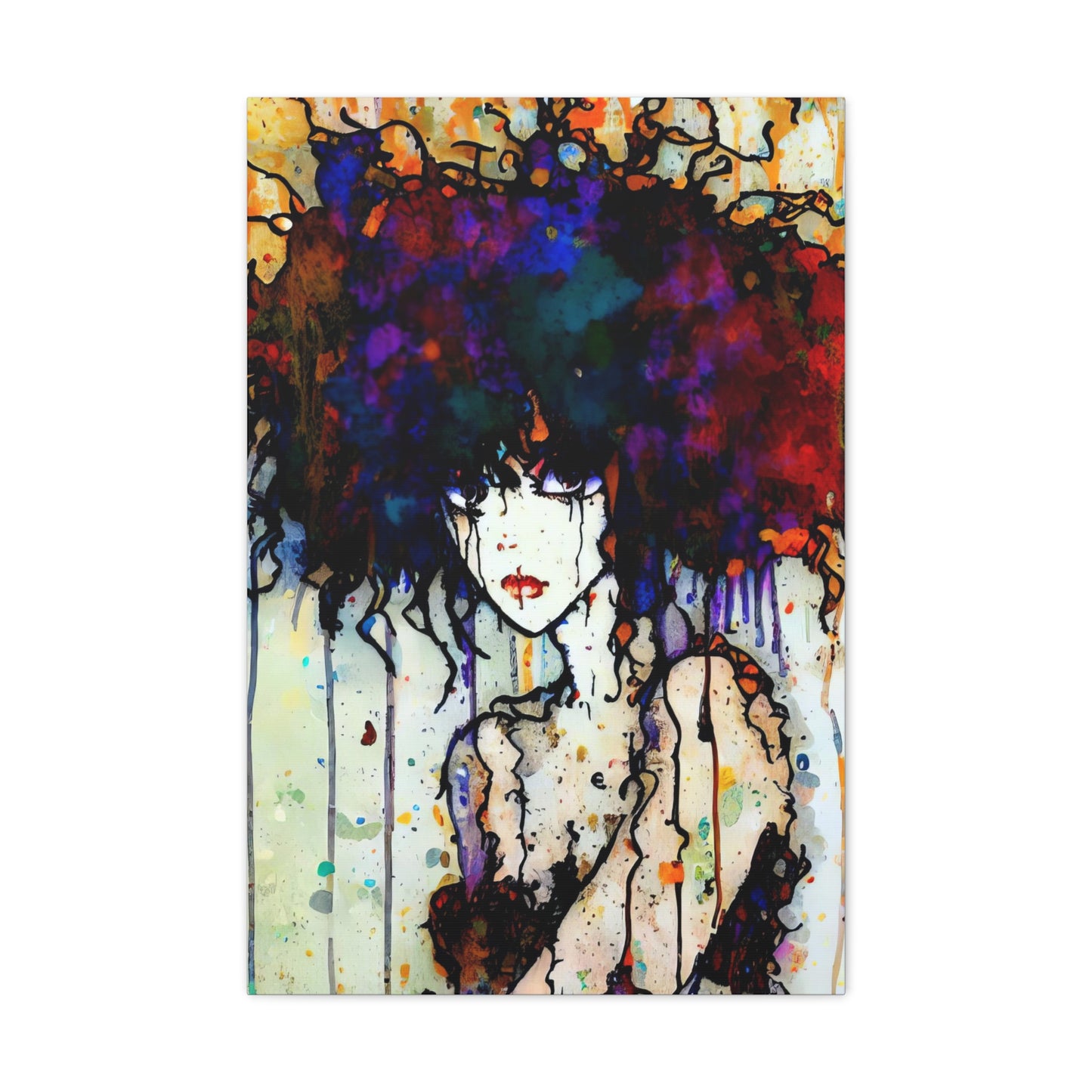 Girl with Big Hair  - Canvas Wall Art