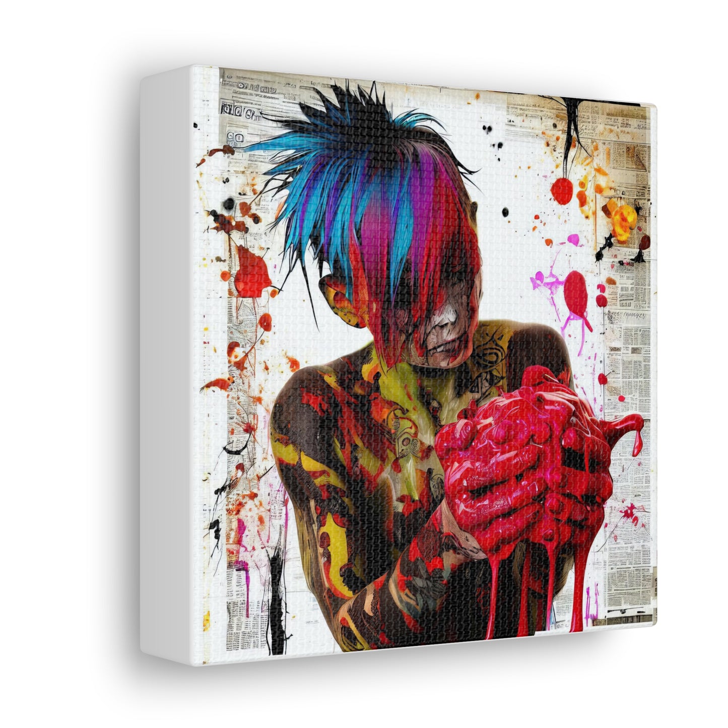 Tattooed Boy with Big Heart  - Canvas Wall Art