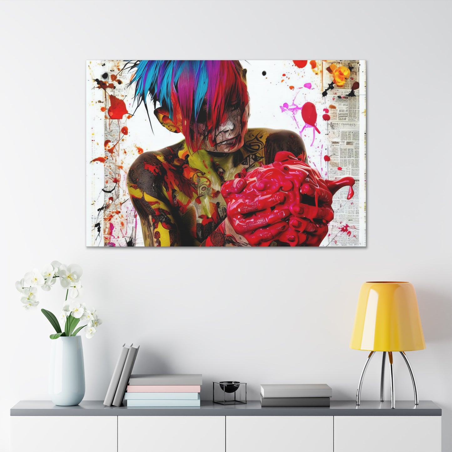 Tattooed Boy with Big Heart  - Canvas Wall Art