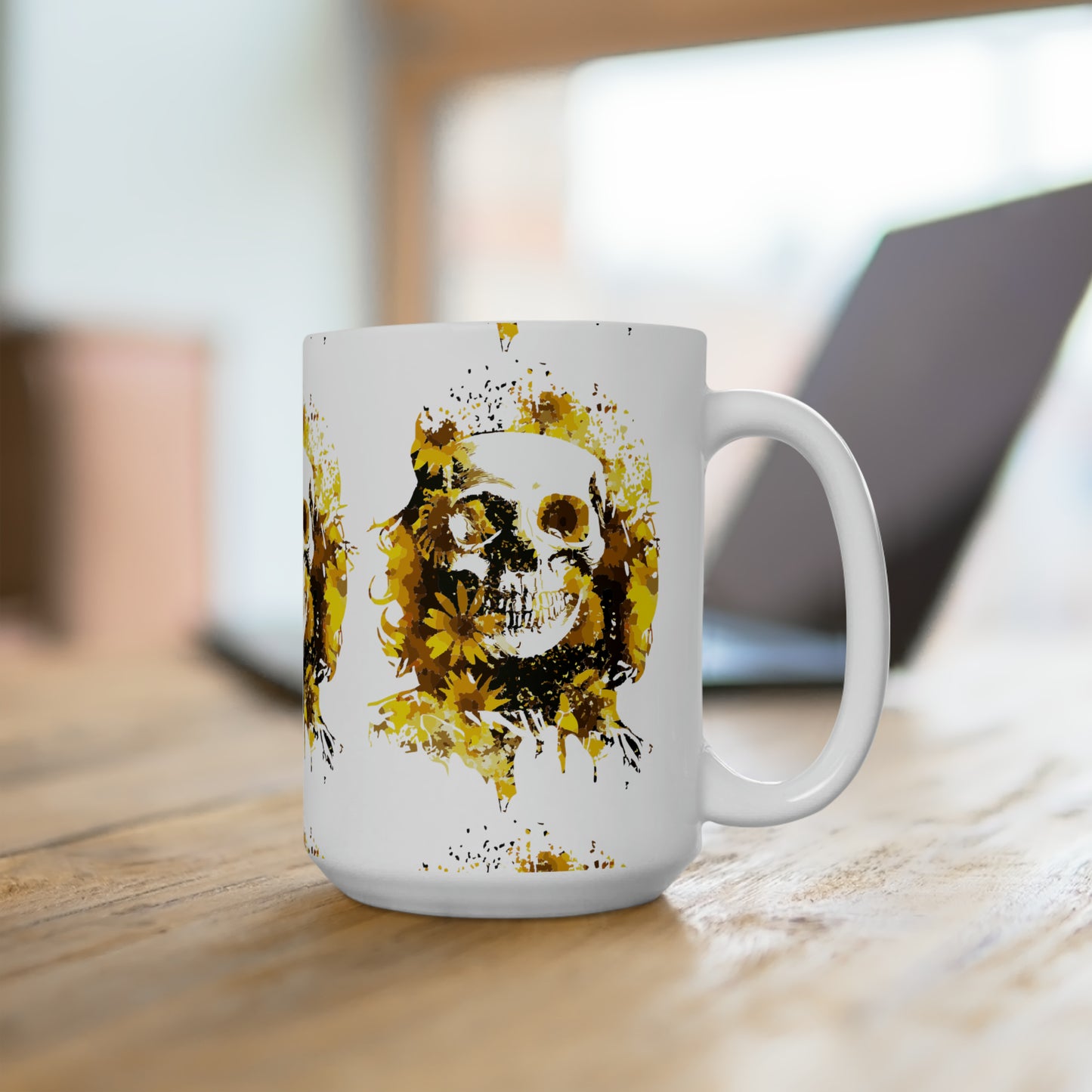 Sunflower Skull Mug 15oz