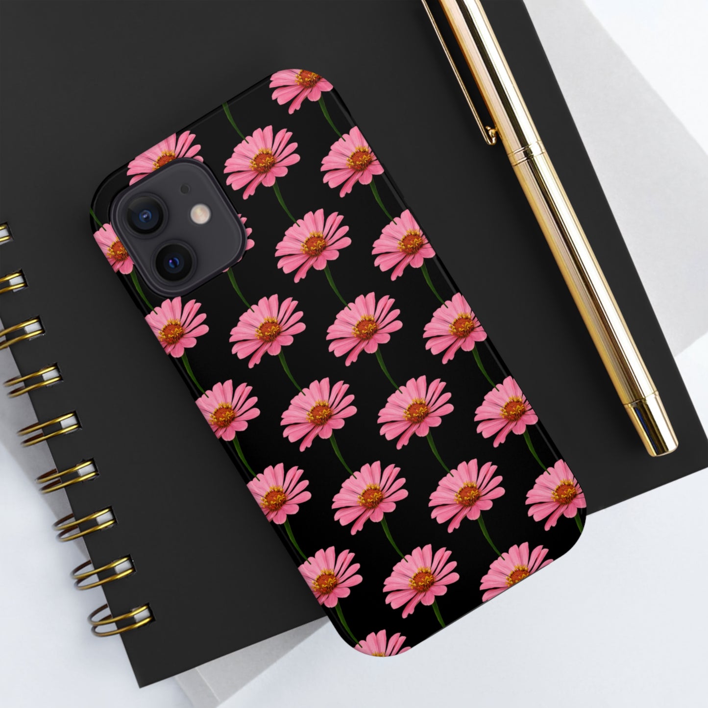 Pink Zinnia Black Tough Phone Case