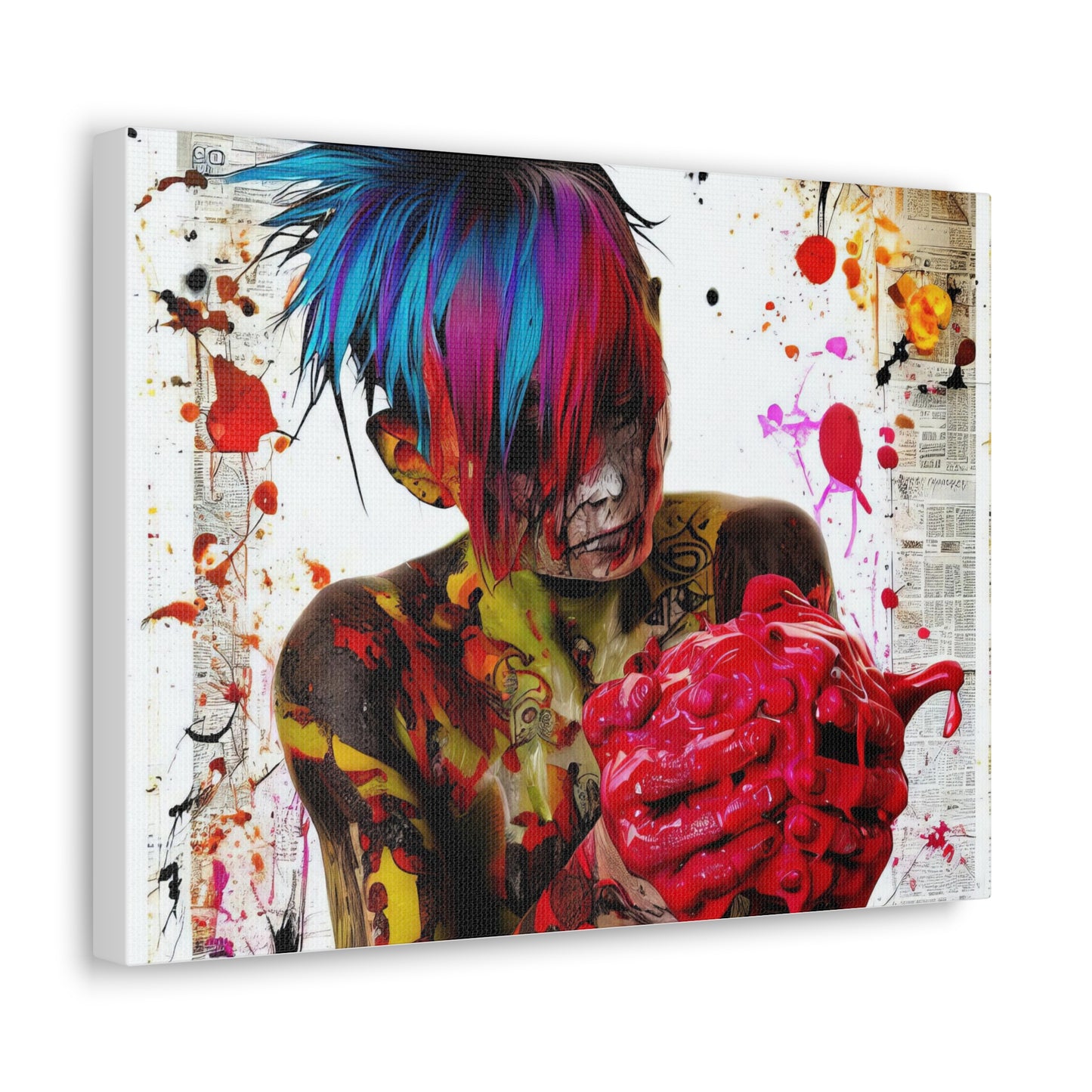 Tattooed Boy with Big Heart  - Canvas Wall Art