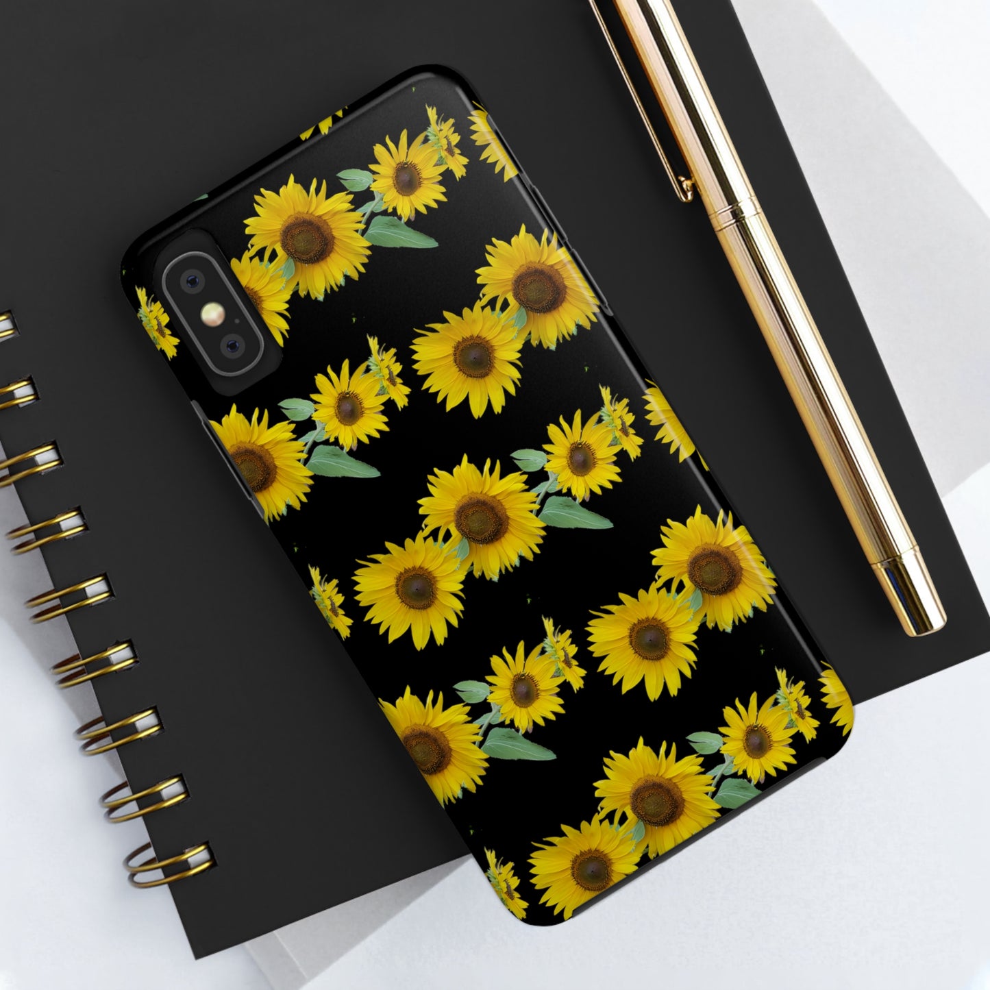 Sunflower Cluster Black Tough Phone Case