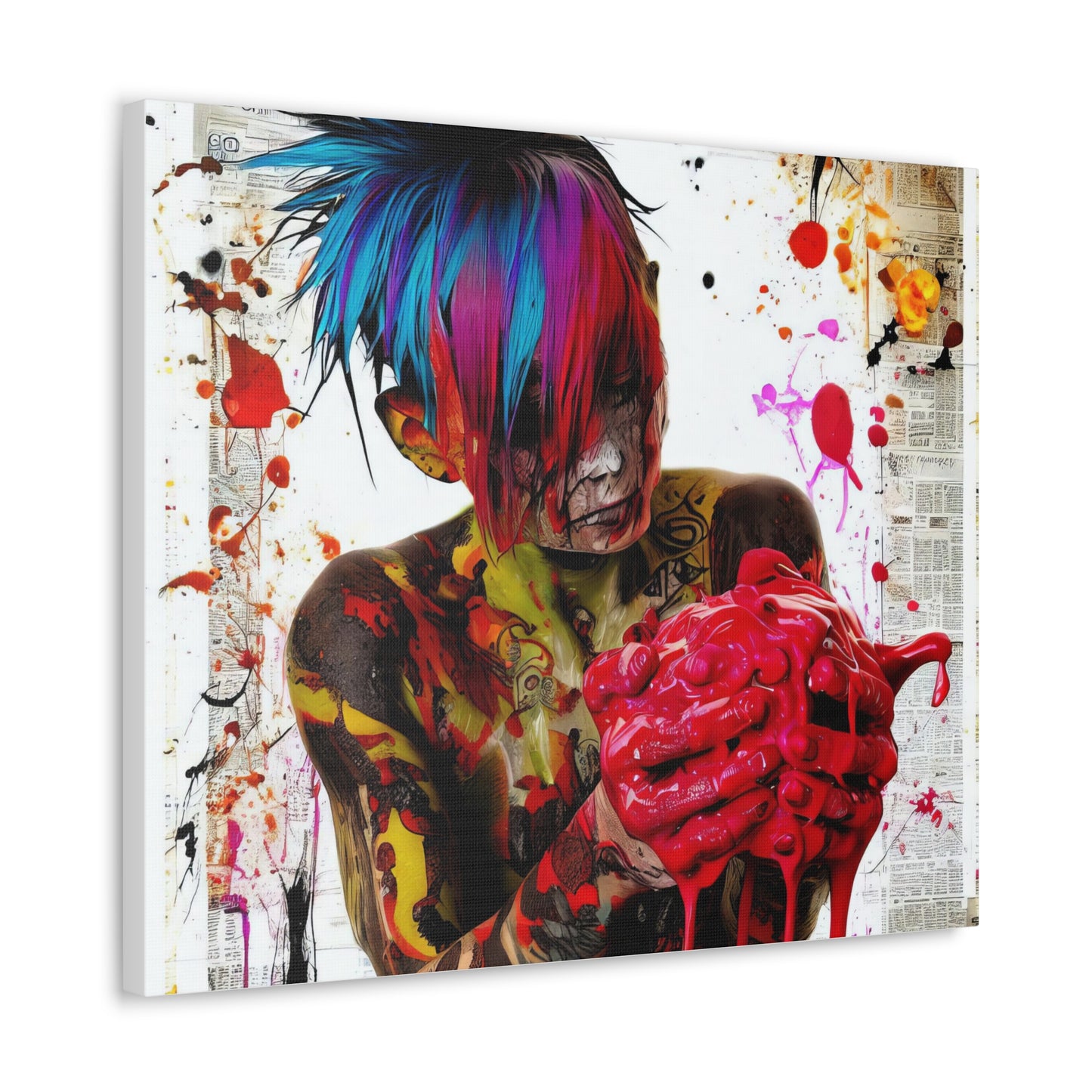 Tattooed Boy with Big Heart  - Canvas Wall Art