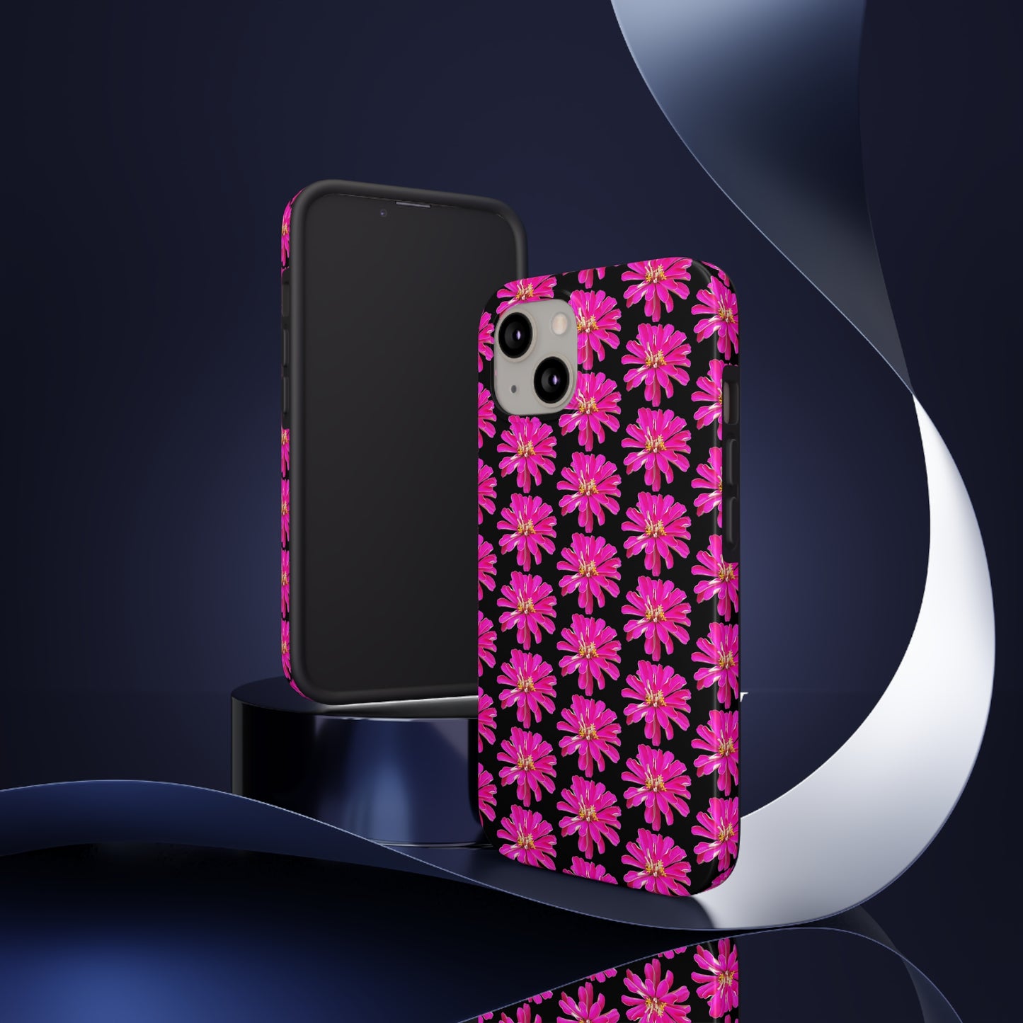 Pink Zinnia Black Tough Phone Case