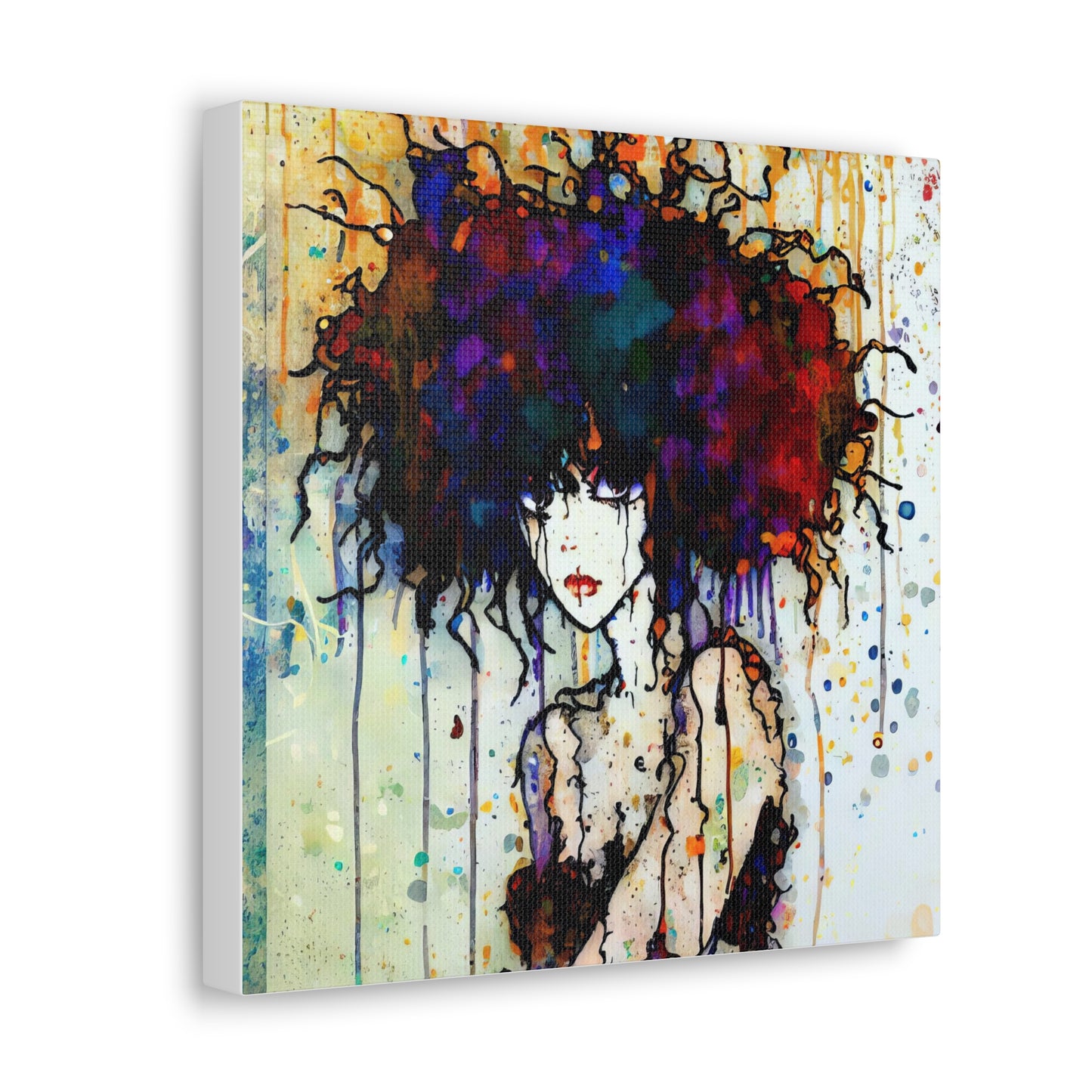 Girl with Big Hair  - Canvas Wall Art