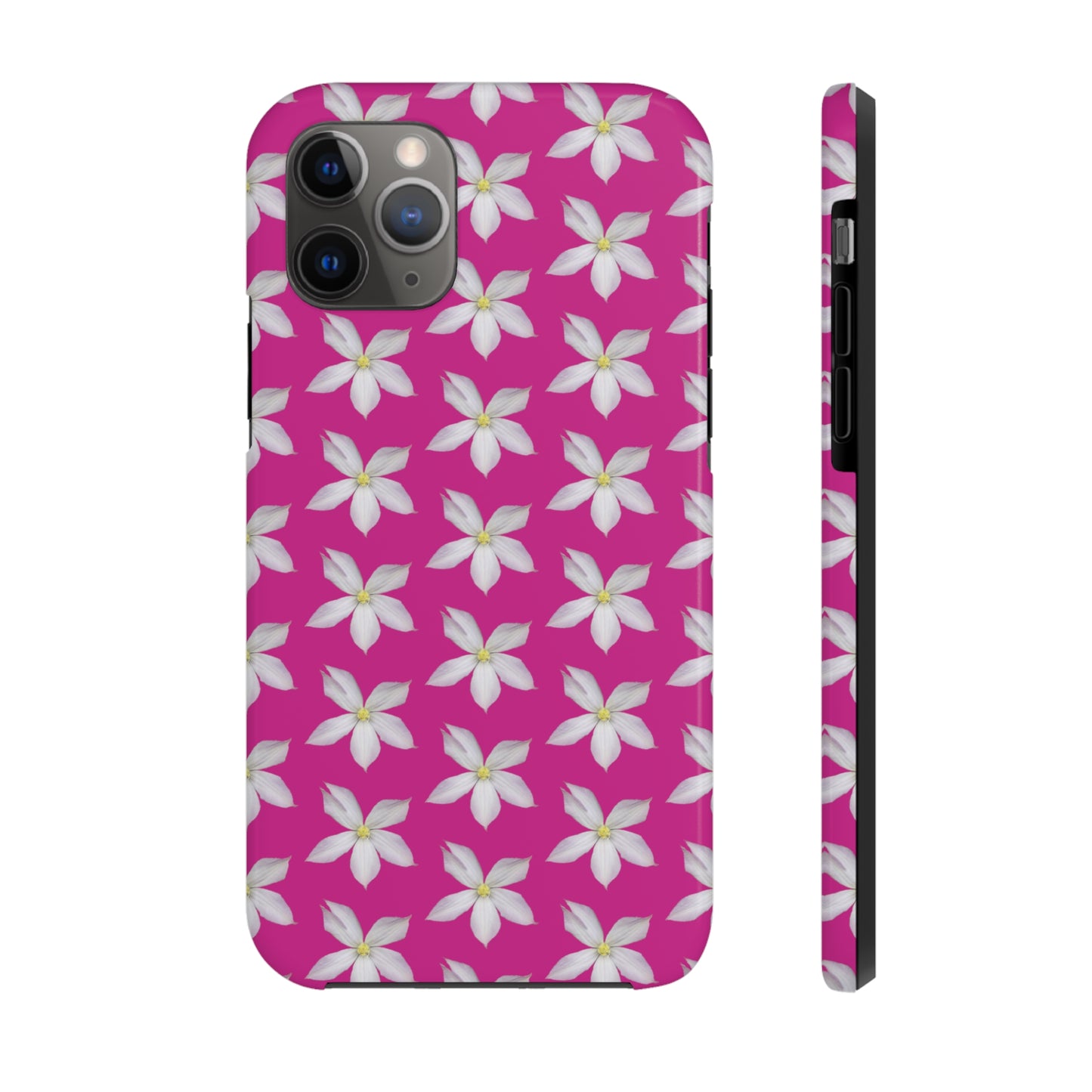 White Clematis Pink Tough Phone Case