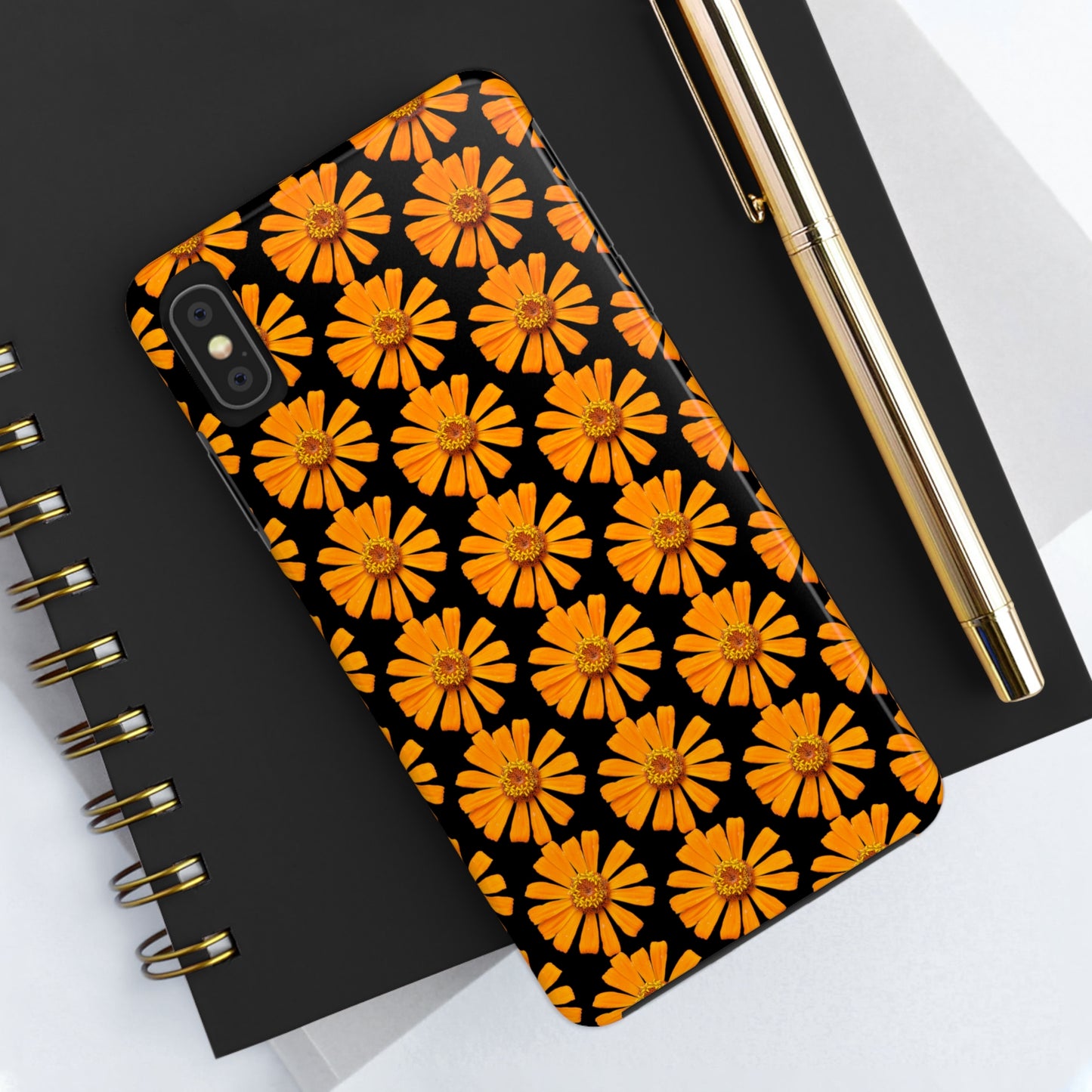 Orange Zinnia Black Tough Phone Case