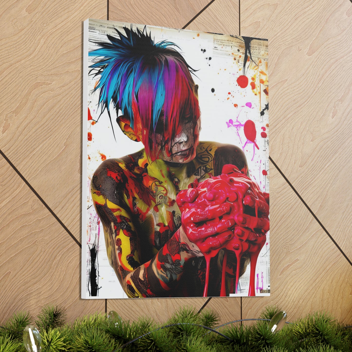 Tattooed Boy with Big Heart  - Canvas Wall Art